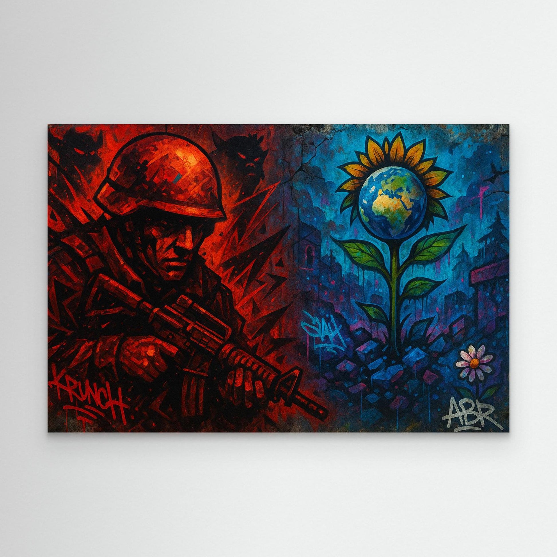 War and Peace Graffiti Canvas Wall Art