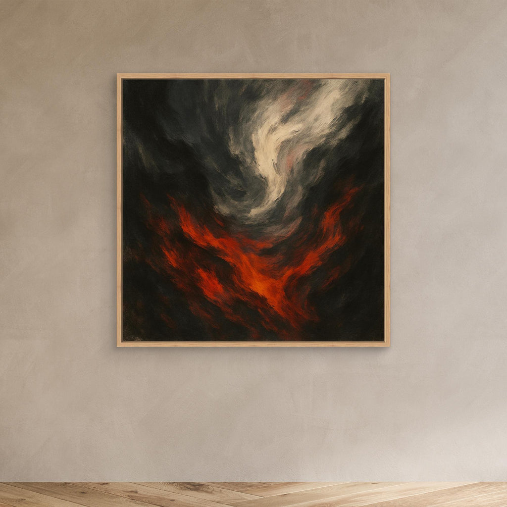 Inferno Drift – Abstract Fire and Smoke Canvas Wall Art