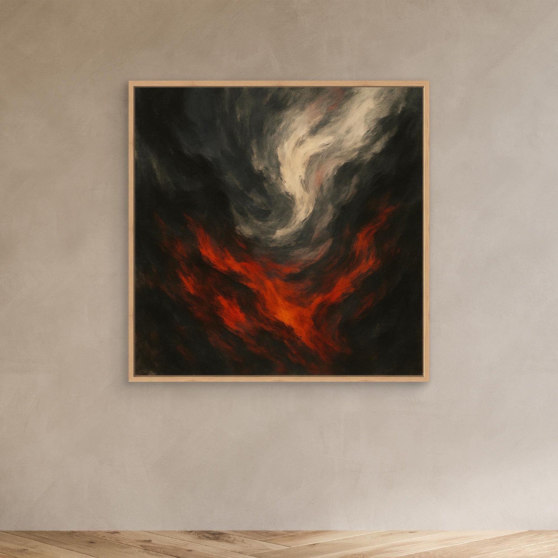 Inferno Drift – Abstract Fire and Smoke Canvas Wall Art