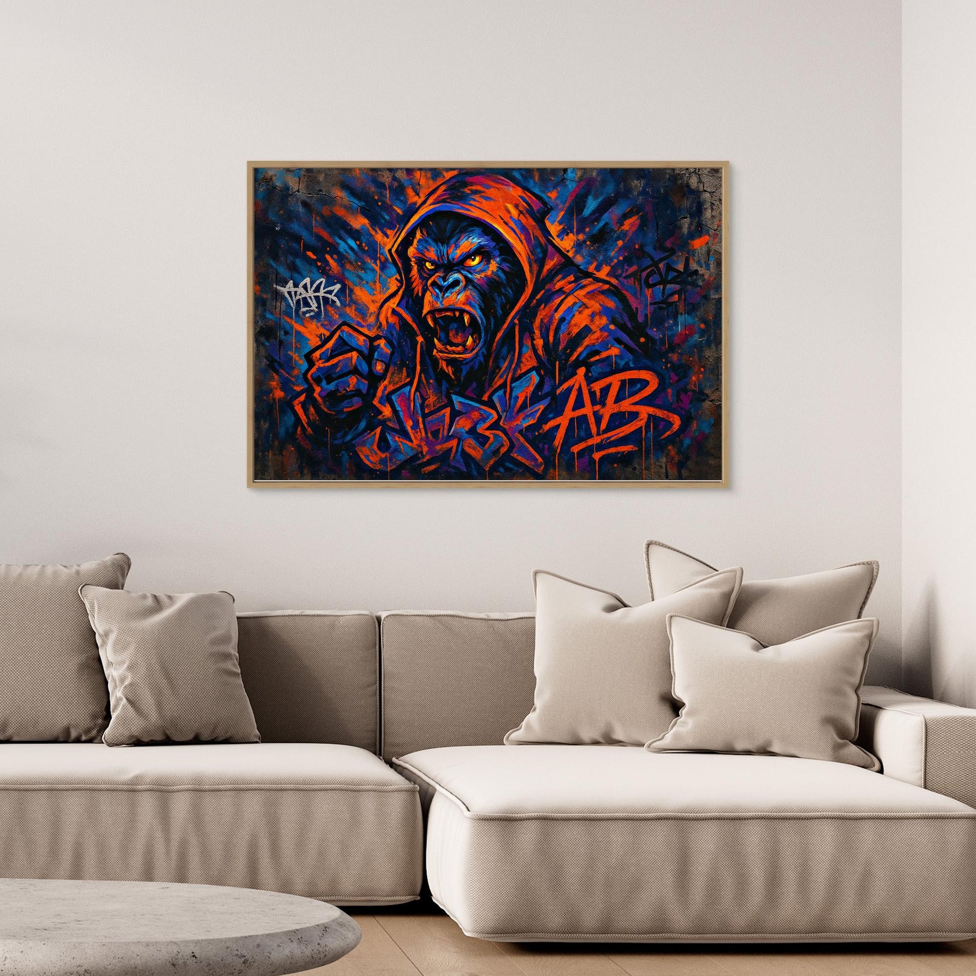 Angry Gorilla Graffiti Canvas Wall Art