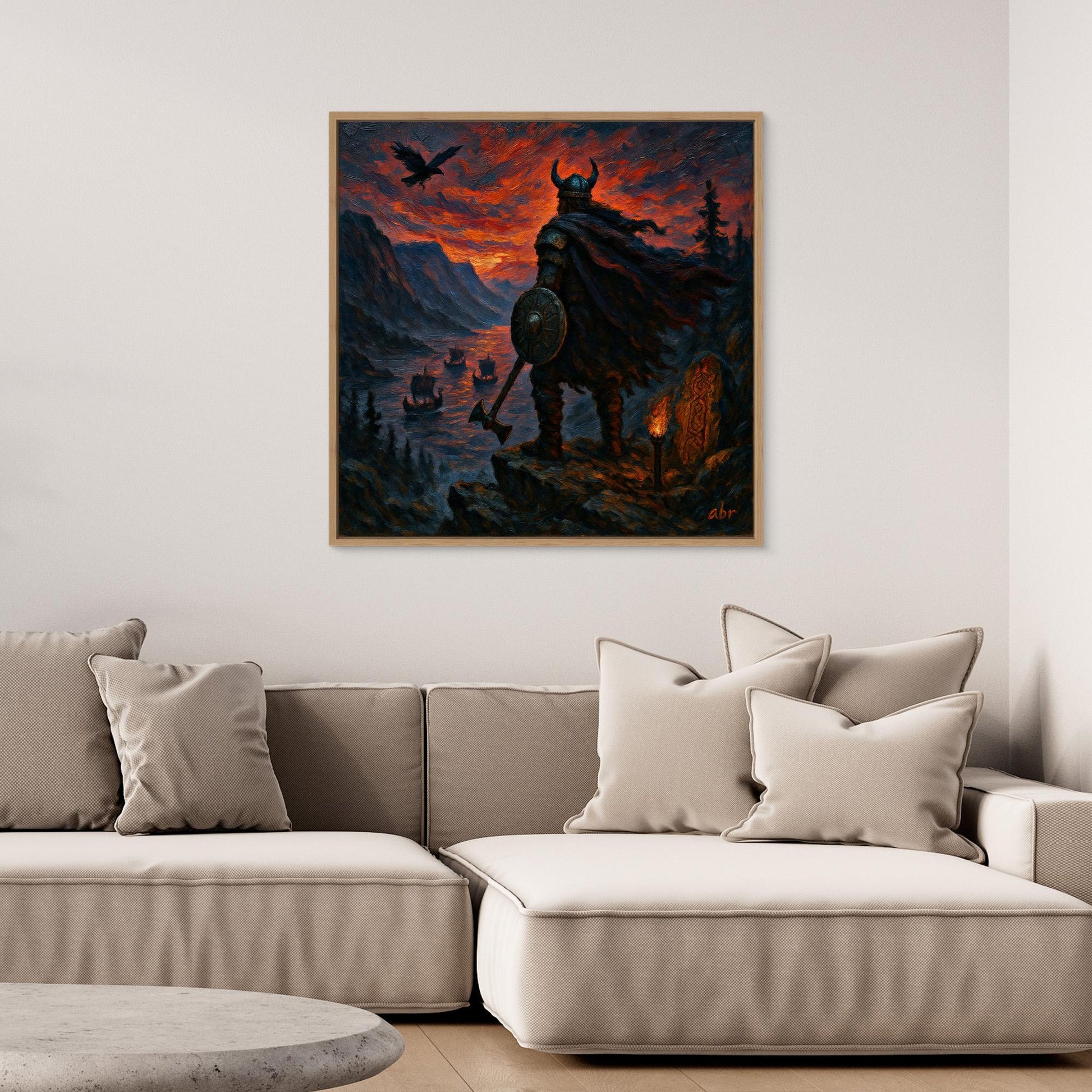 Viking Warrior at Sunset – Canvas Wall Art