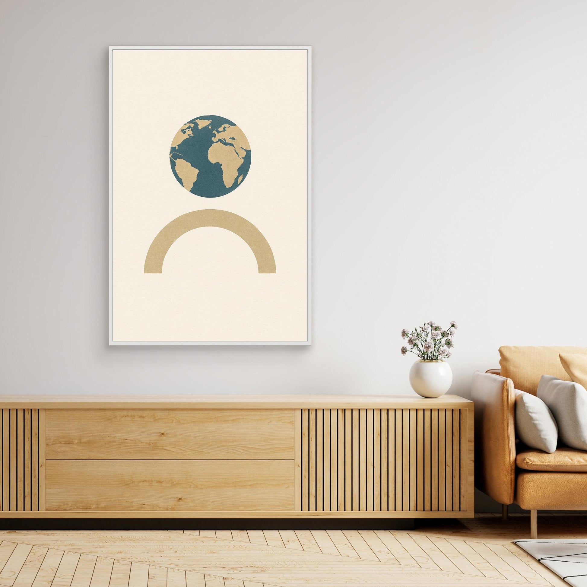 Balance of Earth – Minimalist Planet & Arch Canvas Wall Art