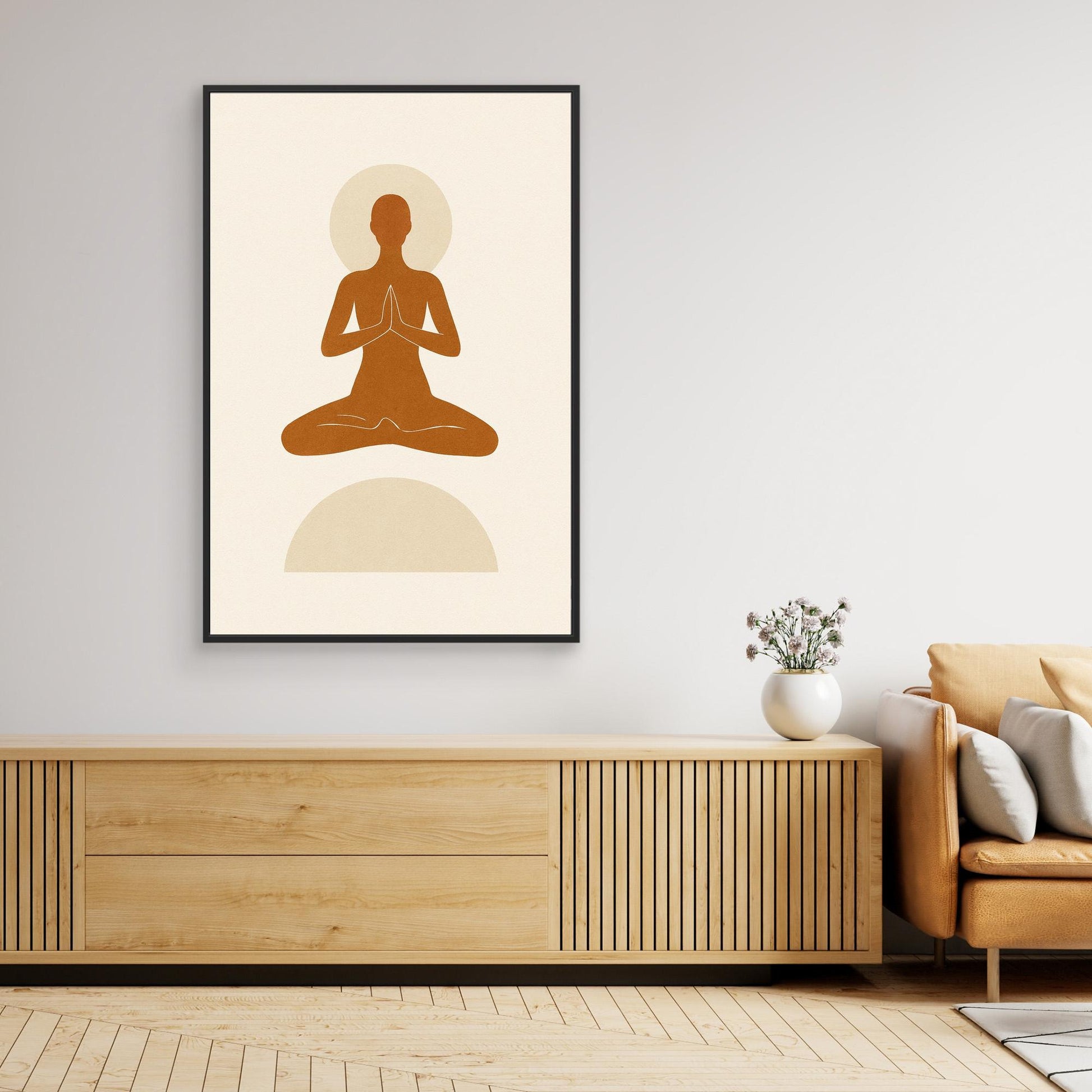 Inner Peace – Minimalist Meditating Figure Canvas Wall Art