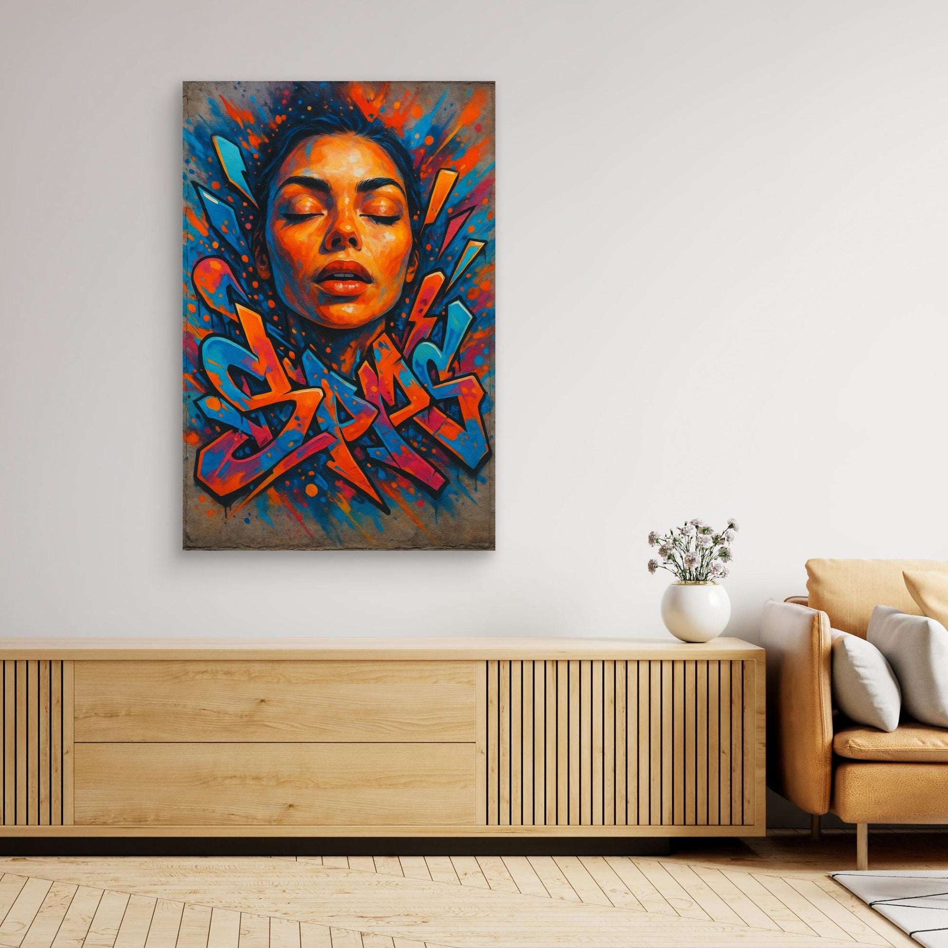Urban Graffiti Portrait – Colorful Canvas Wall Art