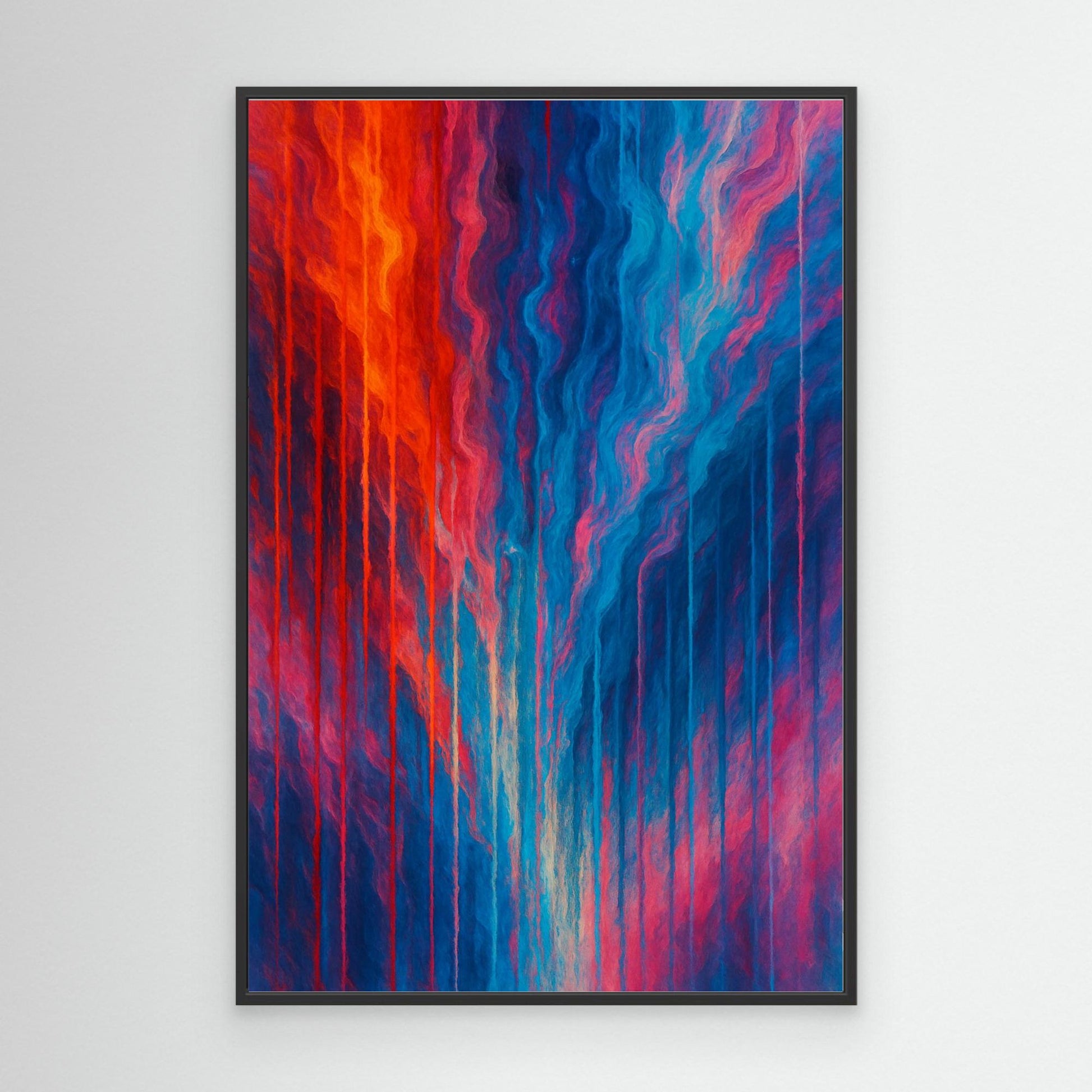 Red and Blue Abstract Canvas Wall Art – Modern Color Flow Print