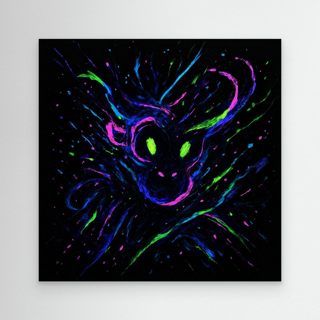 Neon Ape Spirit – Abstract Galactic Glow Canvas Wall Art | UV Reactive Alien Monkey Art Print