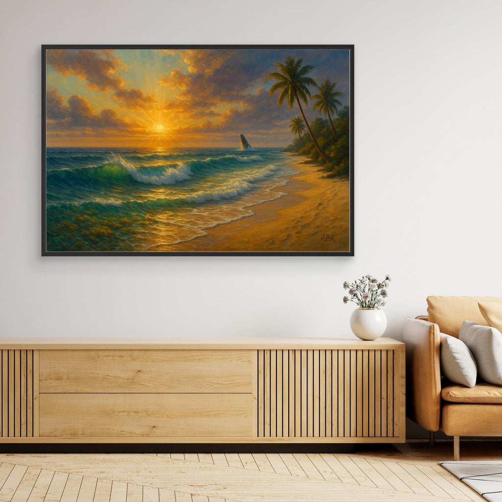 Tropical Sunset Beach Canvas Wall Art
