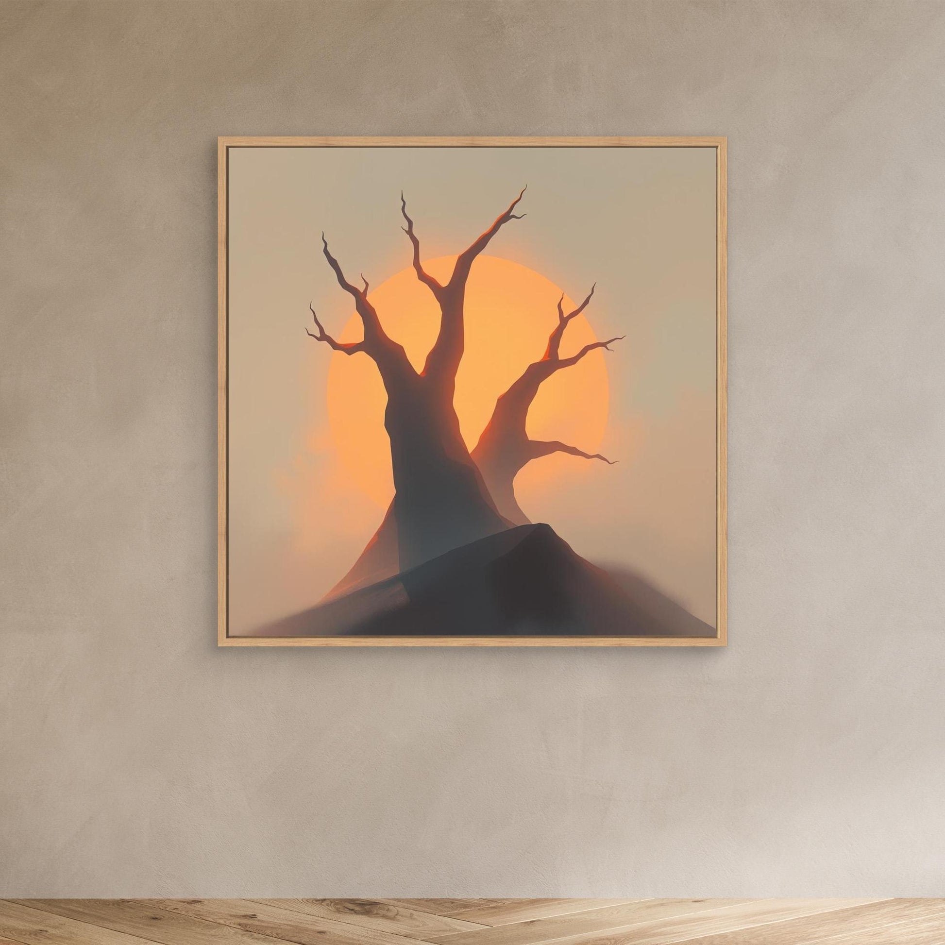 Sunset Silhouettes – Minimalist Tree Landscape Canvas Wall Art | Abstract Nature Print
