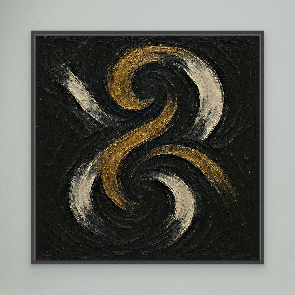 Spiral Abstract Canvas Wall Art – Gold and Black Modern Print