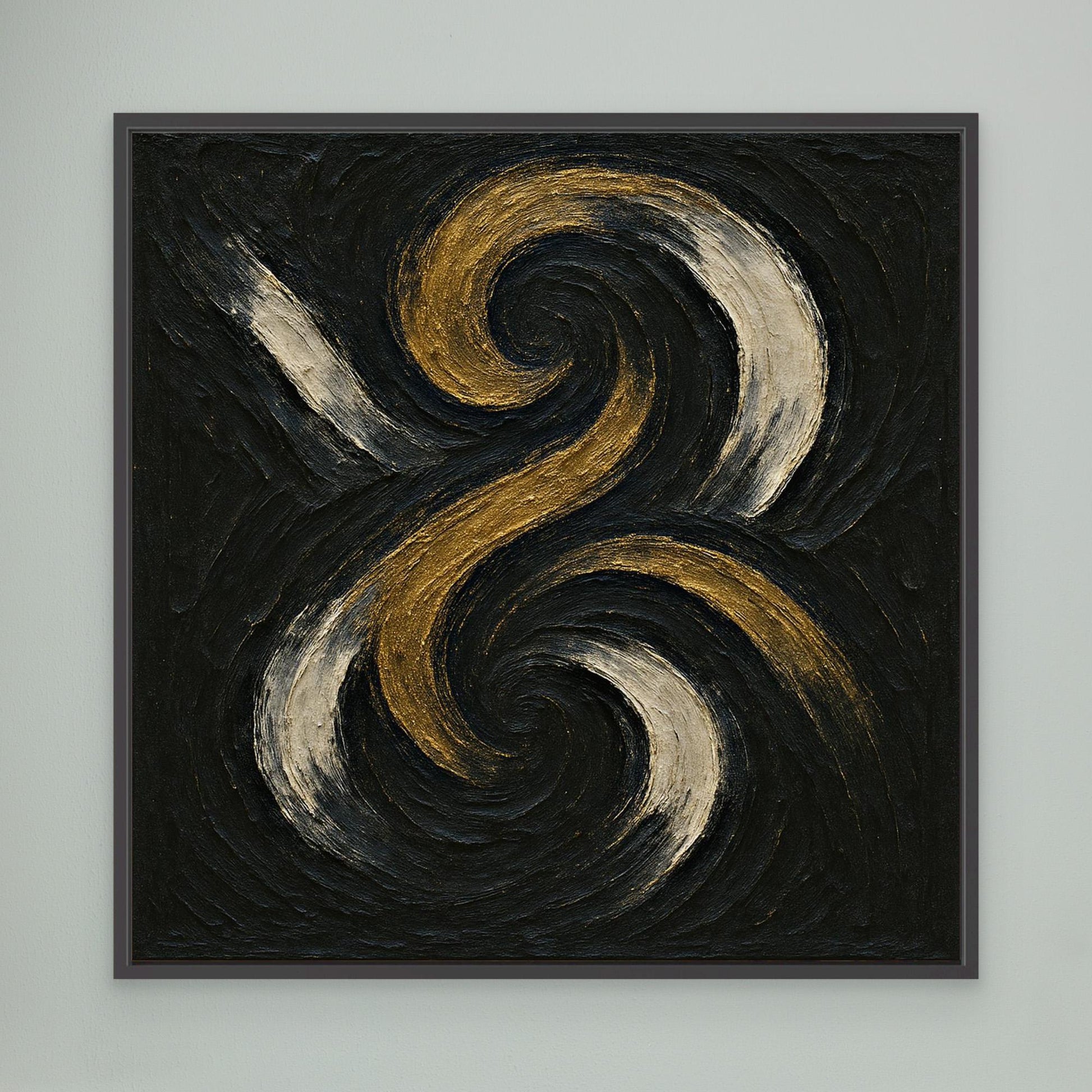 Spiral Abstract Canvas Wall Art – Gold and Black Modern Print
