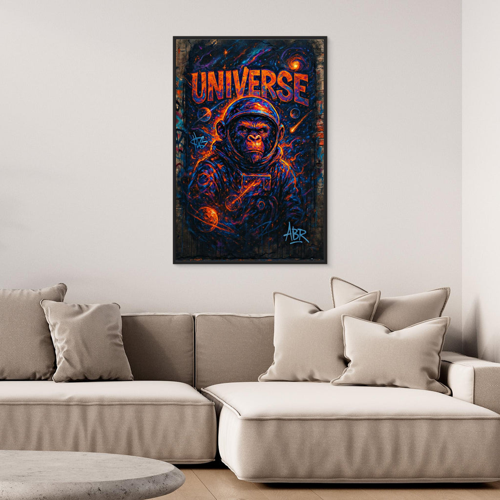 Space Gorilla Canvas Wall Art – Graffiti Style Universe Print