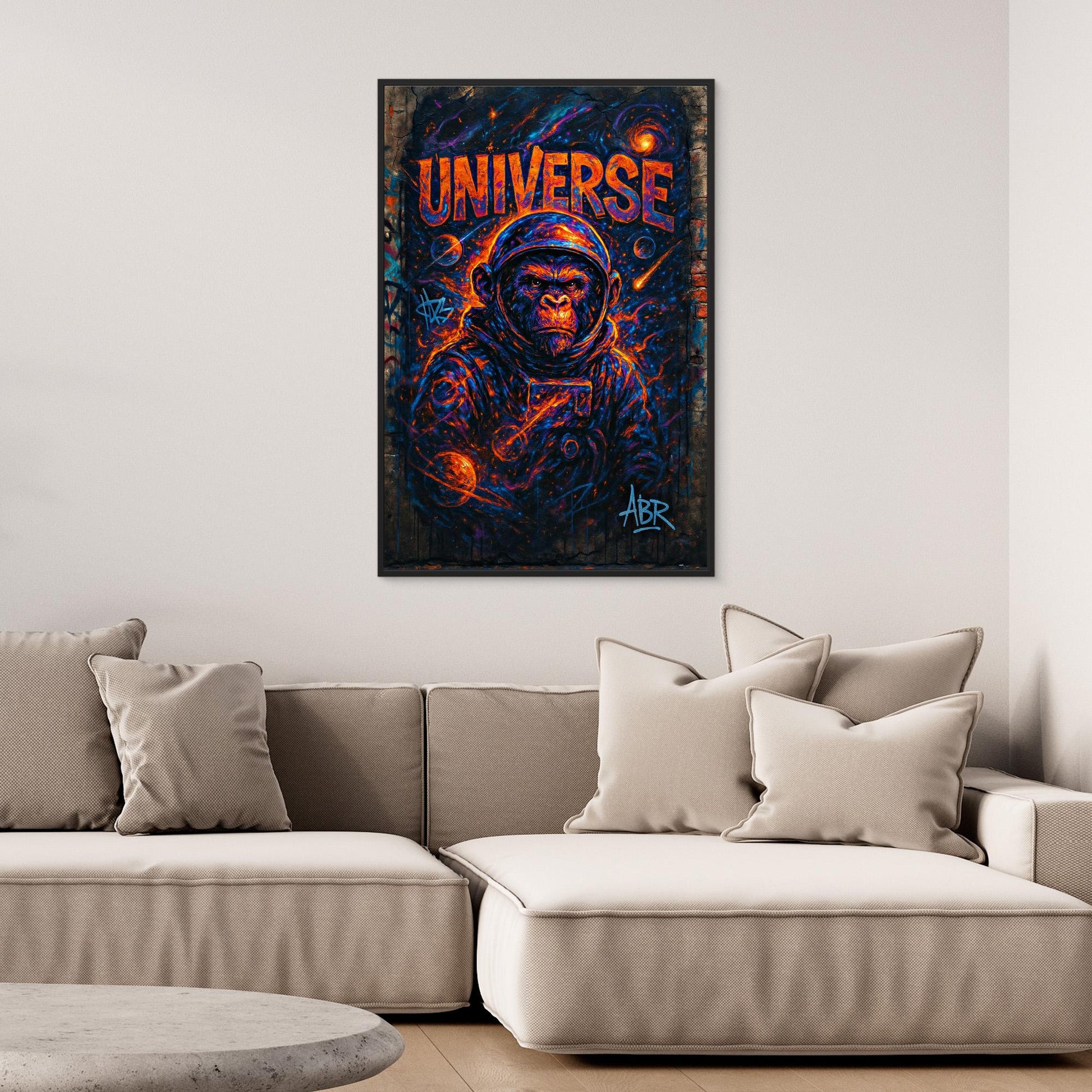 Space Gorilla Canvas Wall Art – Graffiti Style Universe Print