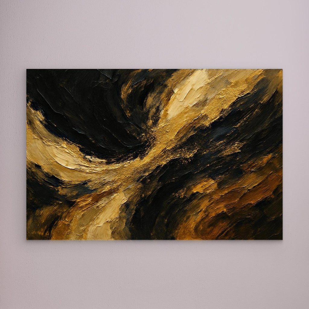 Gold and Black Abstract Canvas Wall Art