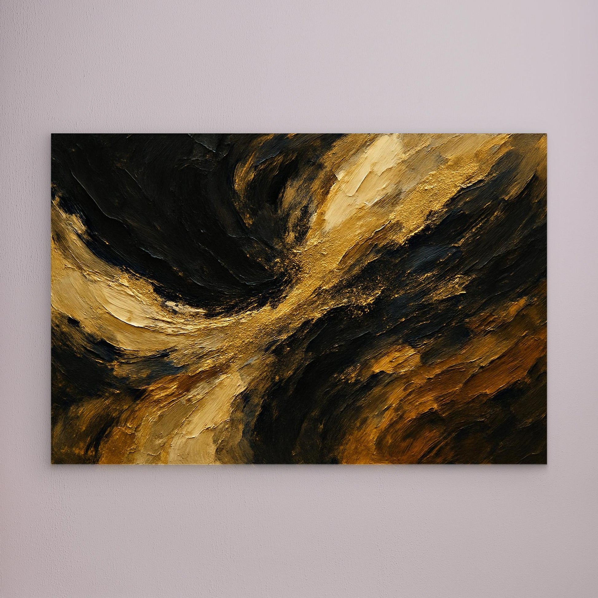 Gold and Black Abstract Canvas Wall Art