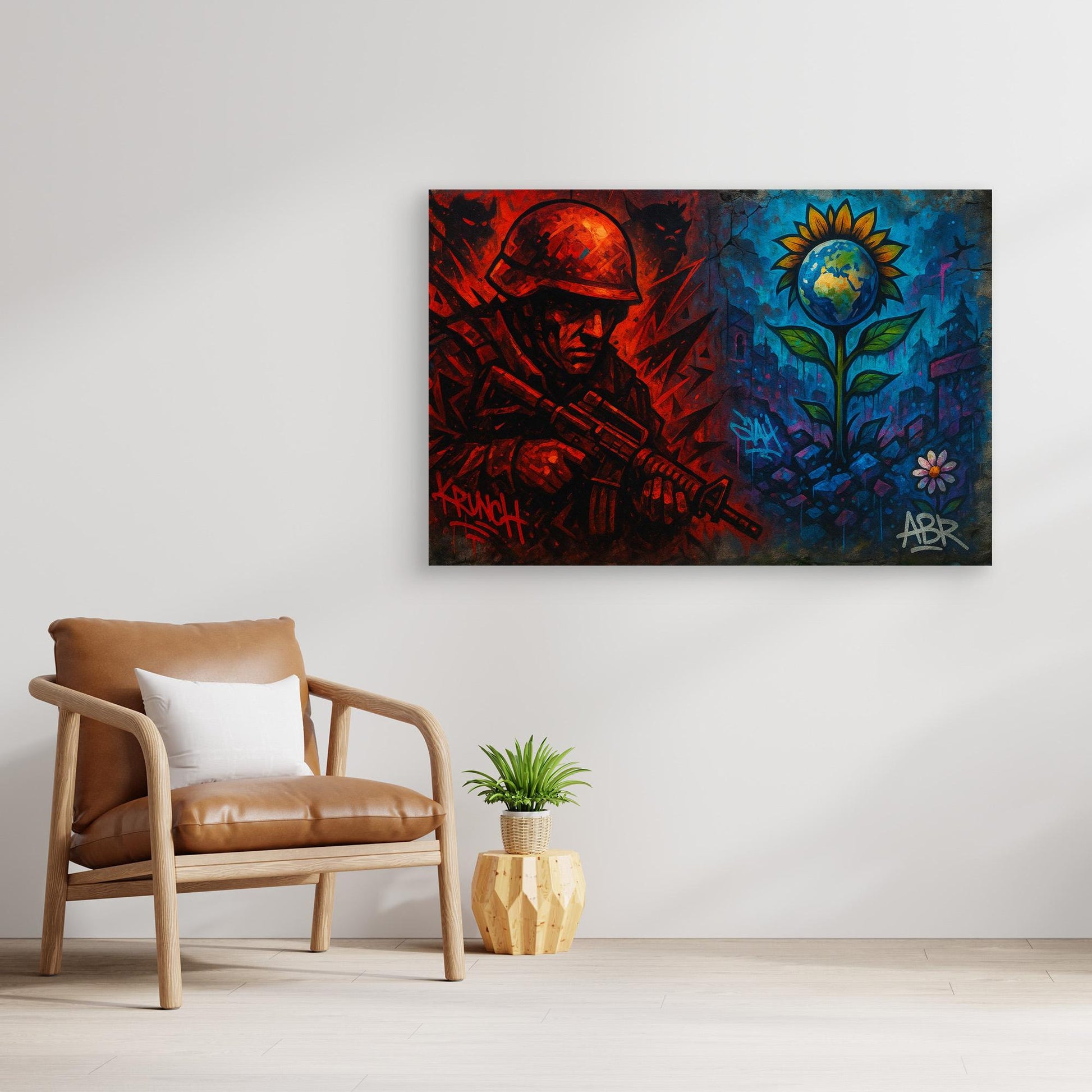 War and Peace Graffiti Canvas Wall Art