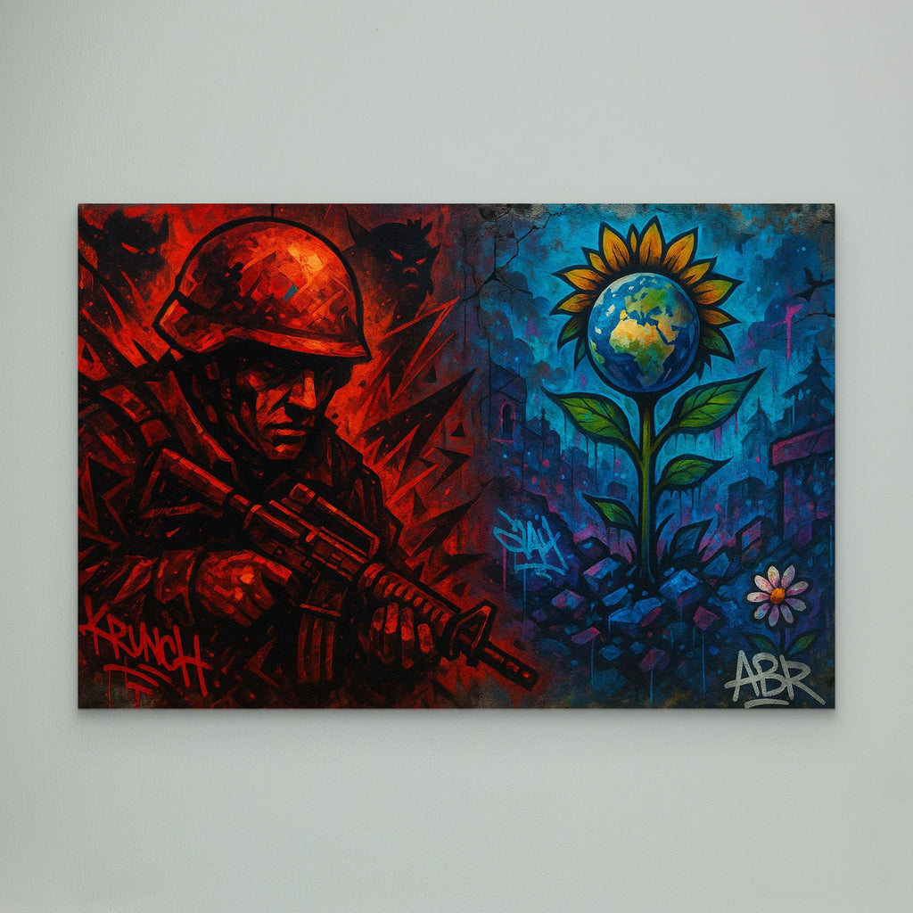 War and Peace Graffiti Canvas Wall Art