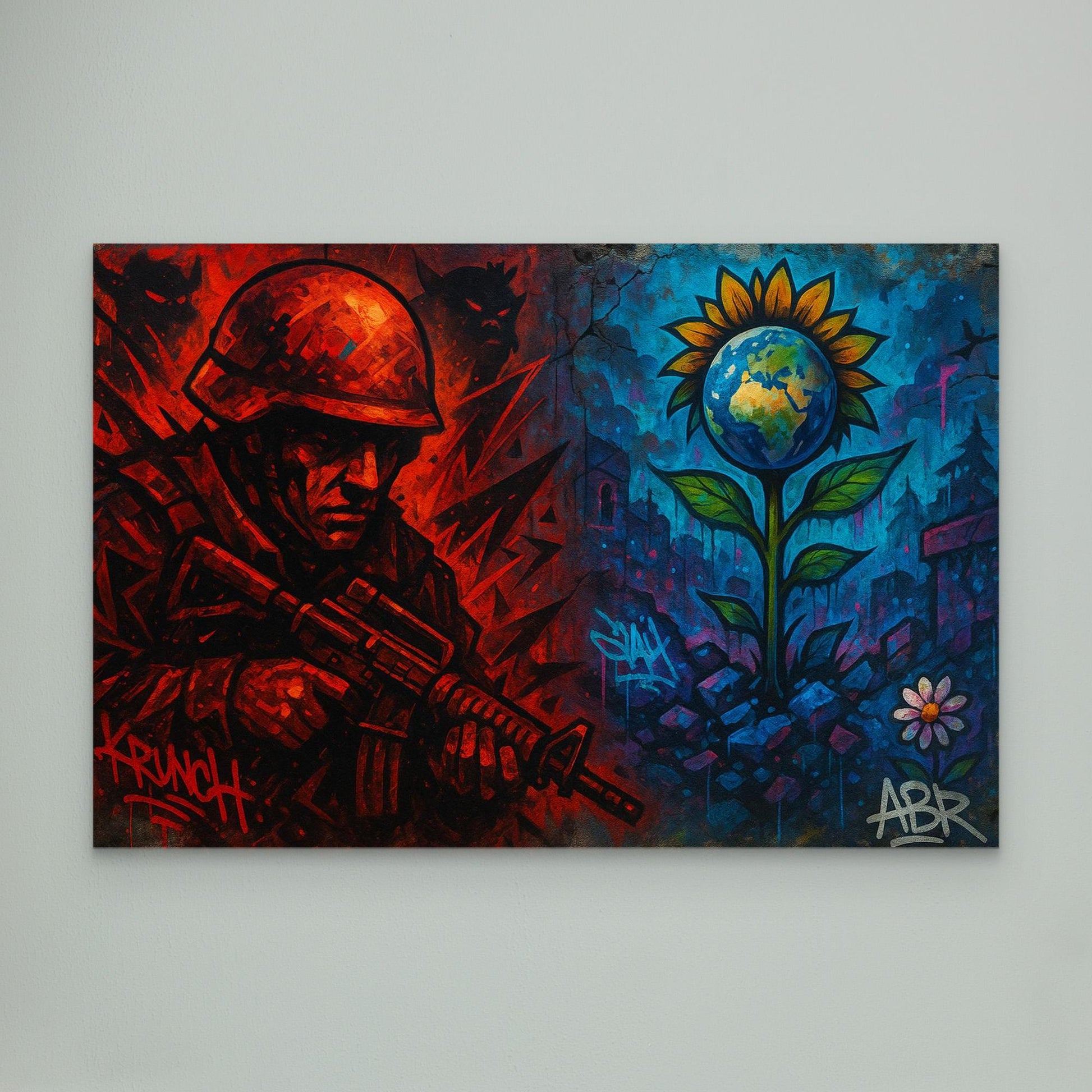 War and Peace Graffiti Canvas Wall Art
