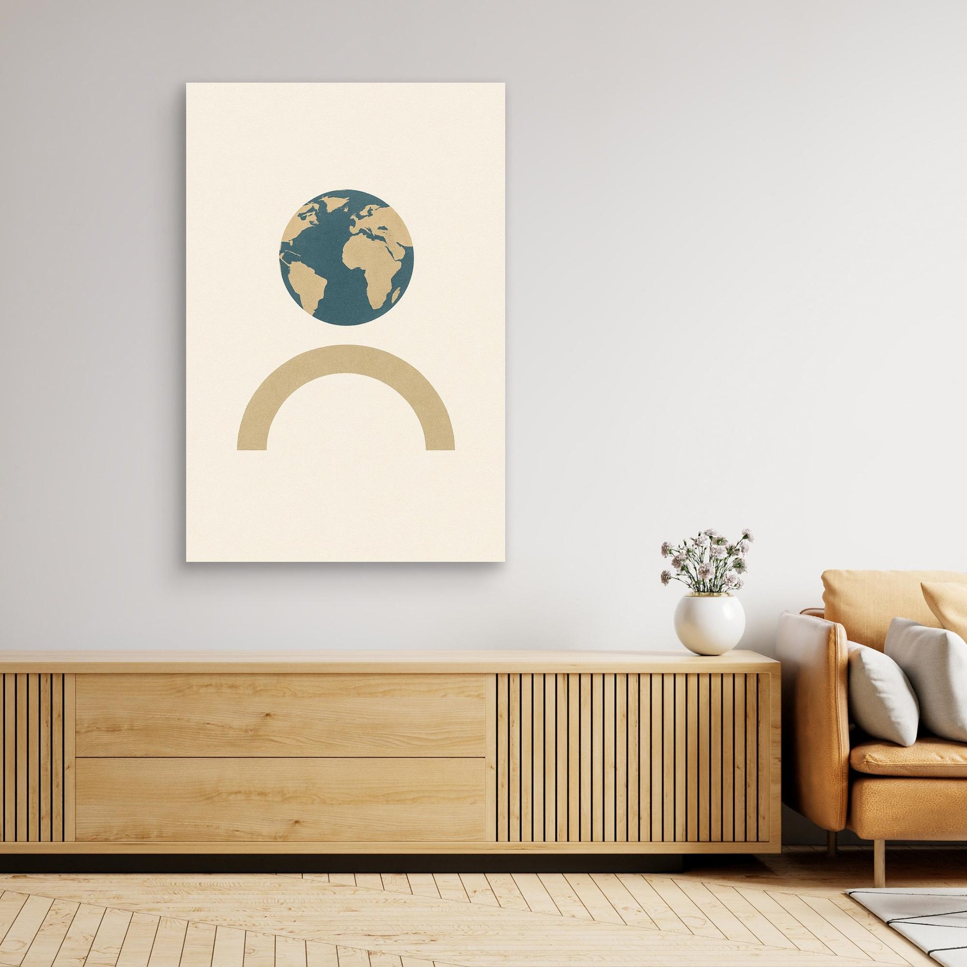 Balance of Earth – Minimalist Planet & Arch Canvas Wall Art