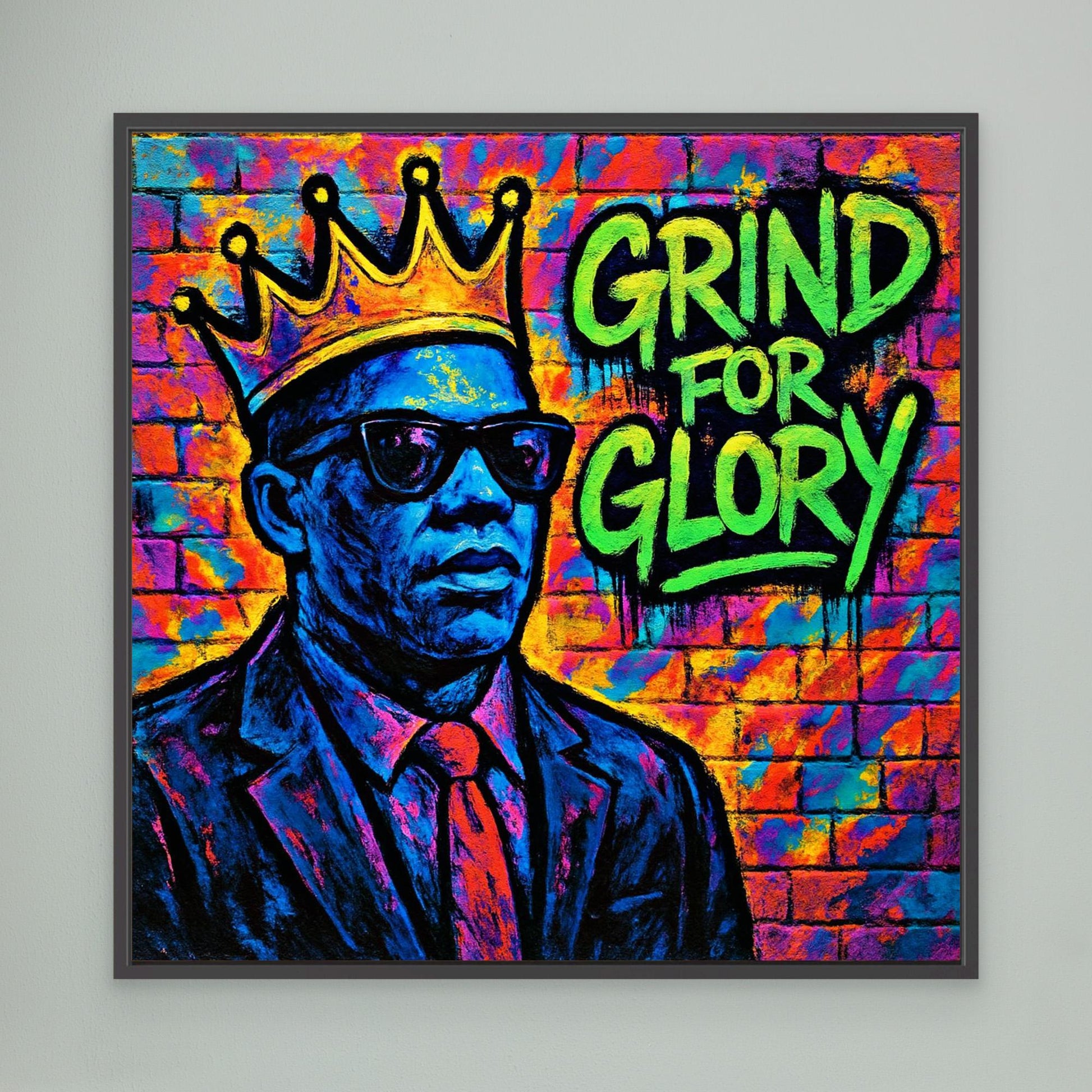 Grind for Glory – Vibrant Urban Street Art Canvas Print | Motivational Graffiti Wall Art