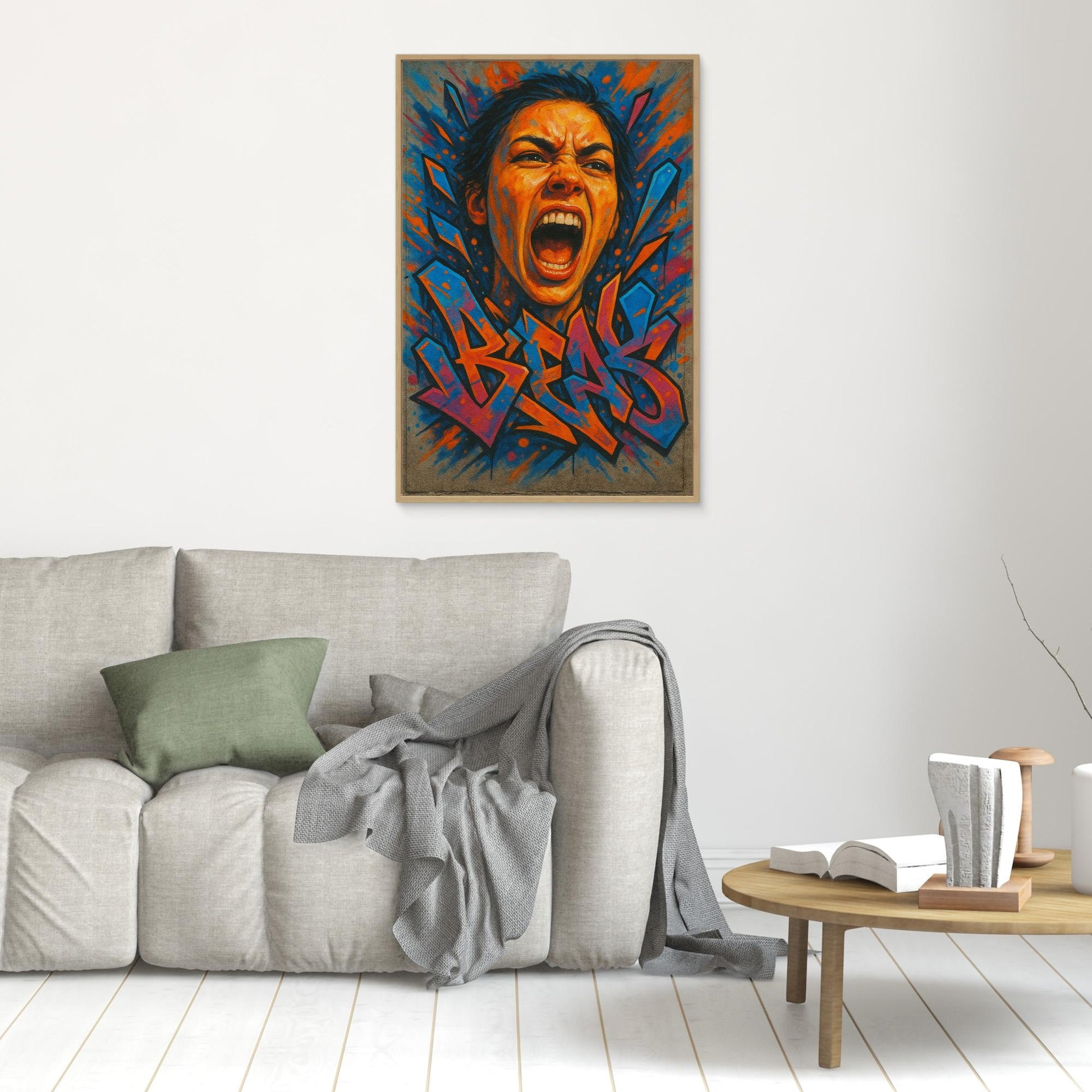 Graffiti Scream Portrait Canvas Wall Art – Bold Urban Style