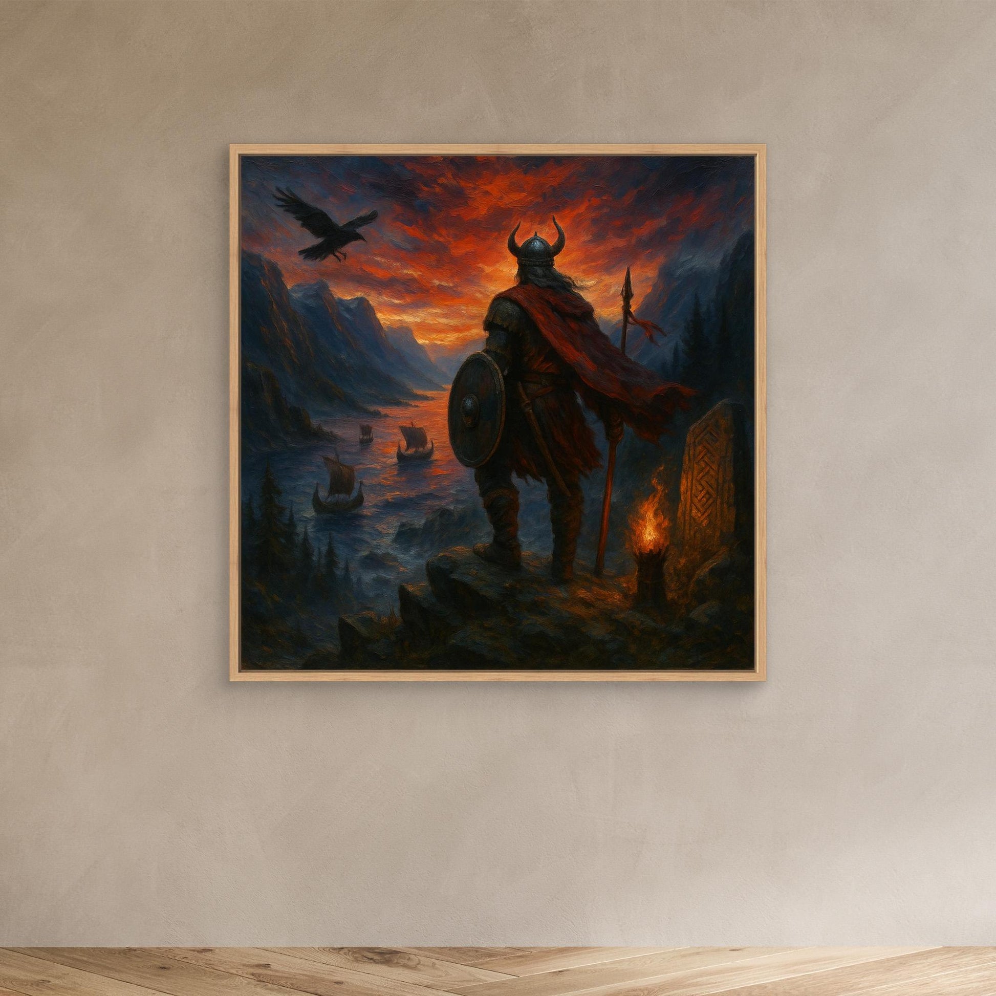 Viking Warrior at Sunset Canvas Print