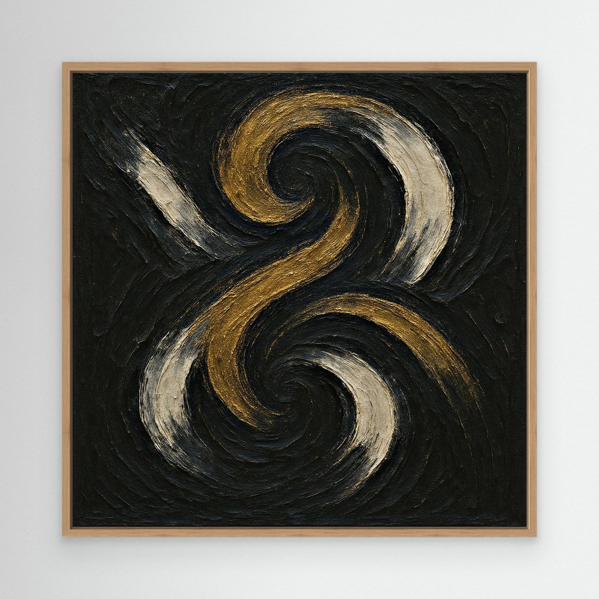 Spiral Abstract Canvas Wall Art – Gold and Black Modern Print