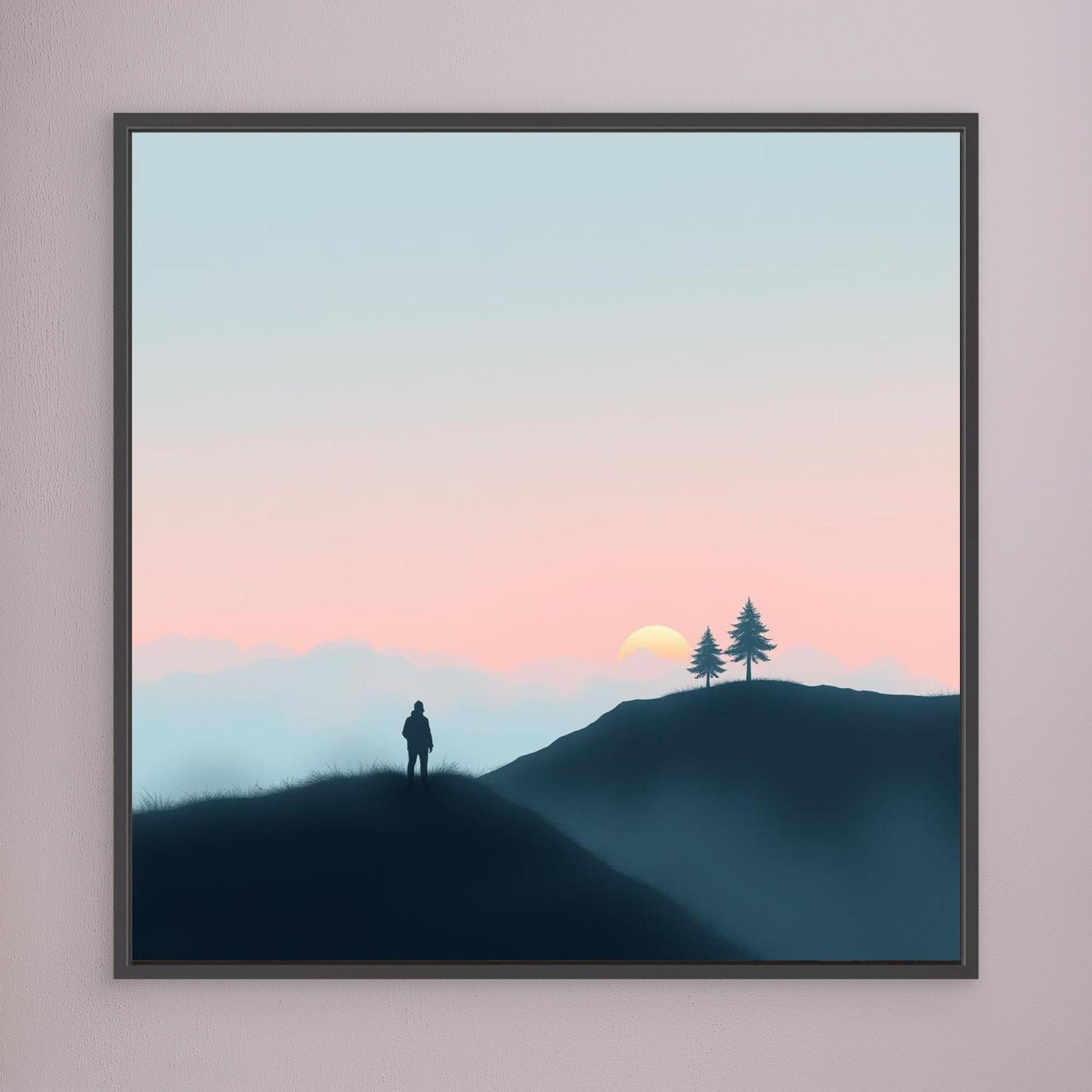 Solitude at Sunset – Minimalist Landscape Canvas Wall Art
