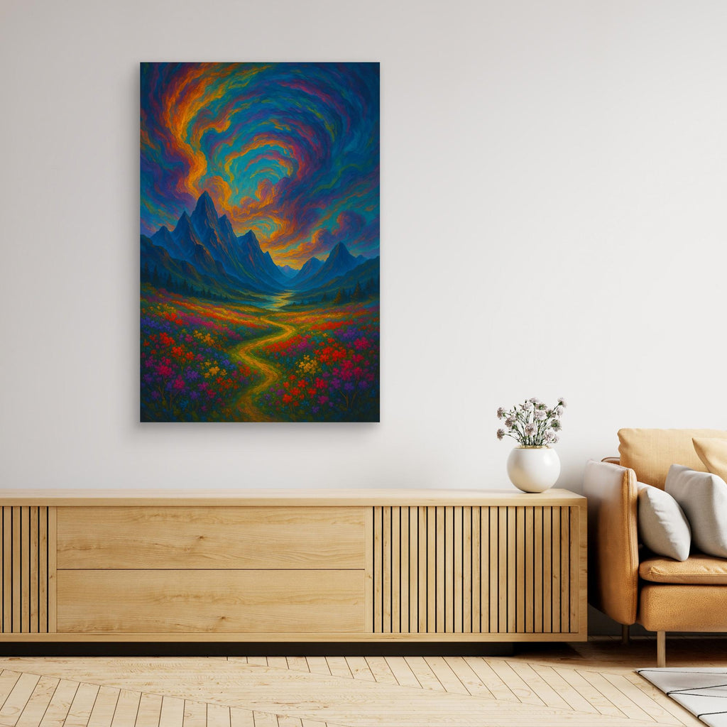 Colorful Fantasy Landscape Canvas Wall Art – Surreal Nature Print