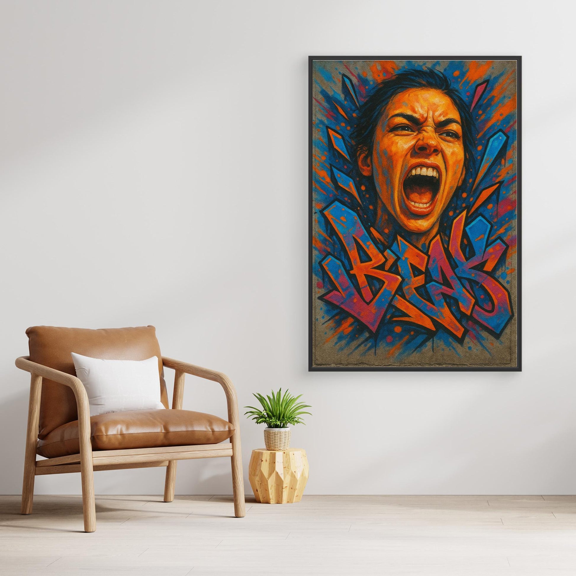 Graffiti Scream Portrait Canvas Wall Art – Bold Urban Style