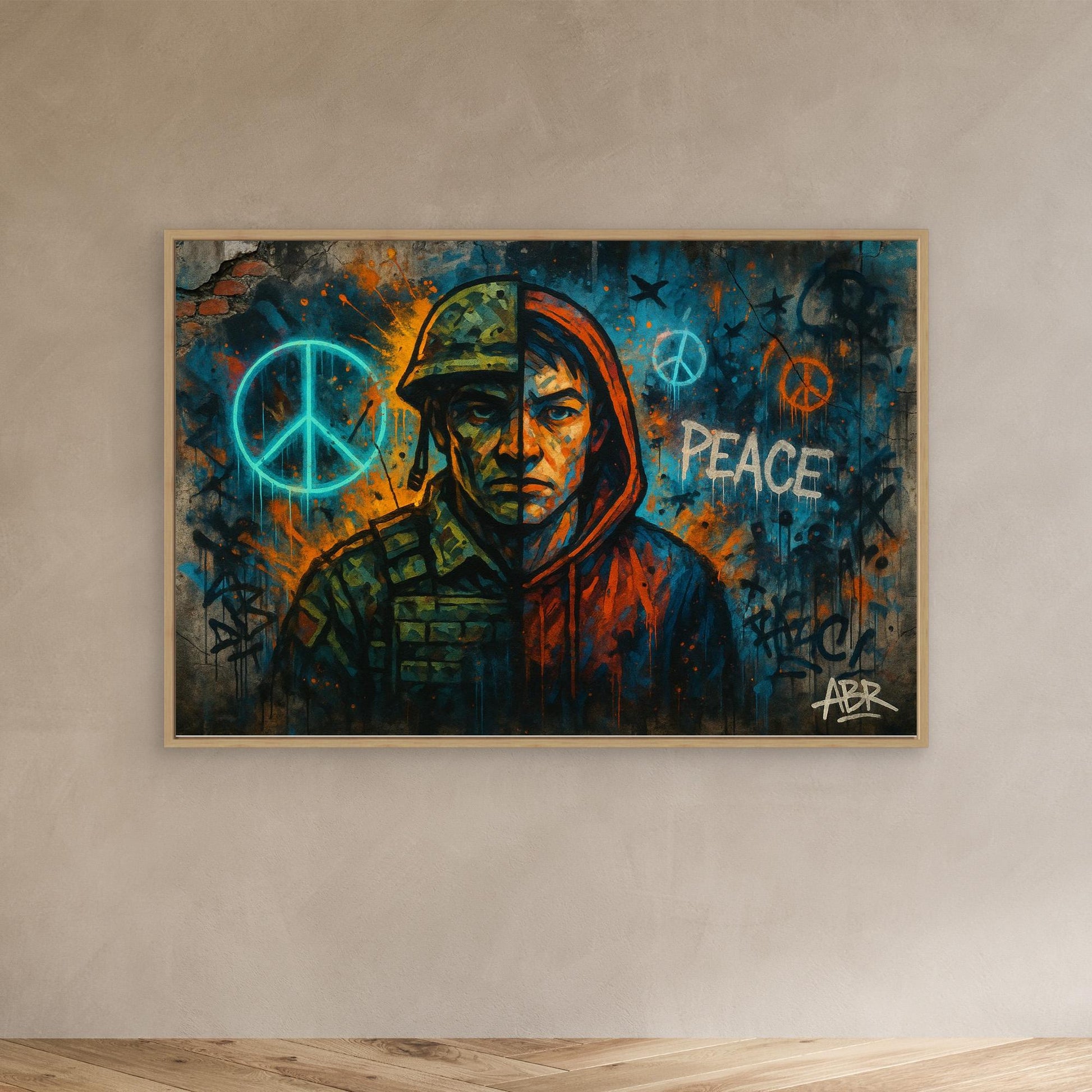 Peace and War Street Art Canvas – Urban Graffiti Wall Print