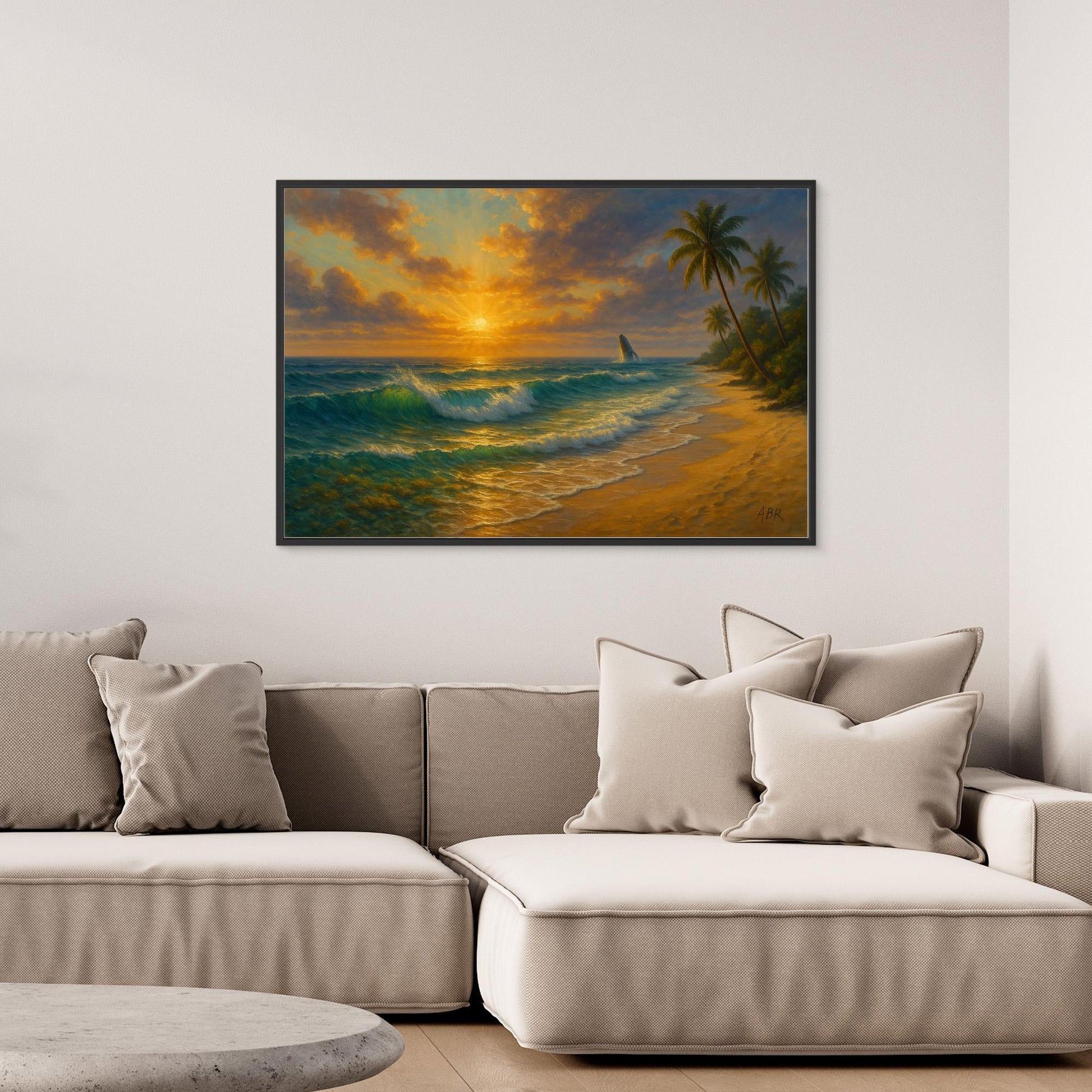 Tropical Sunset Beach Canvas Wall Art