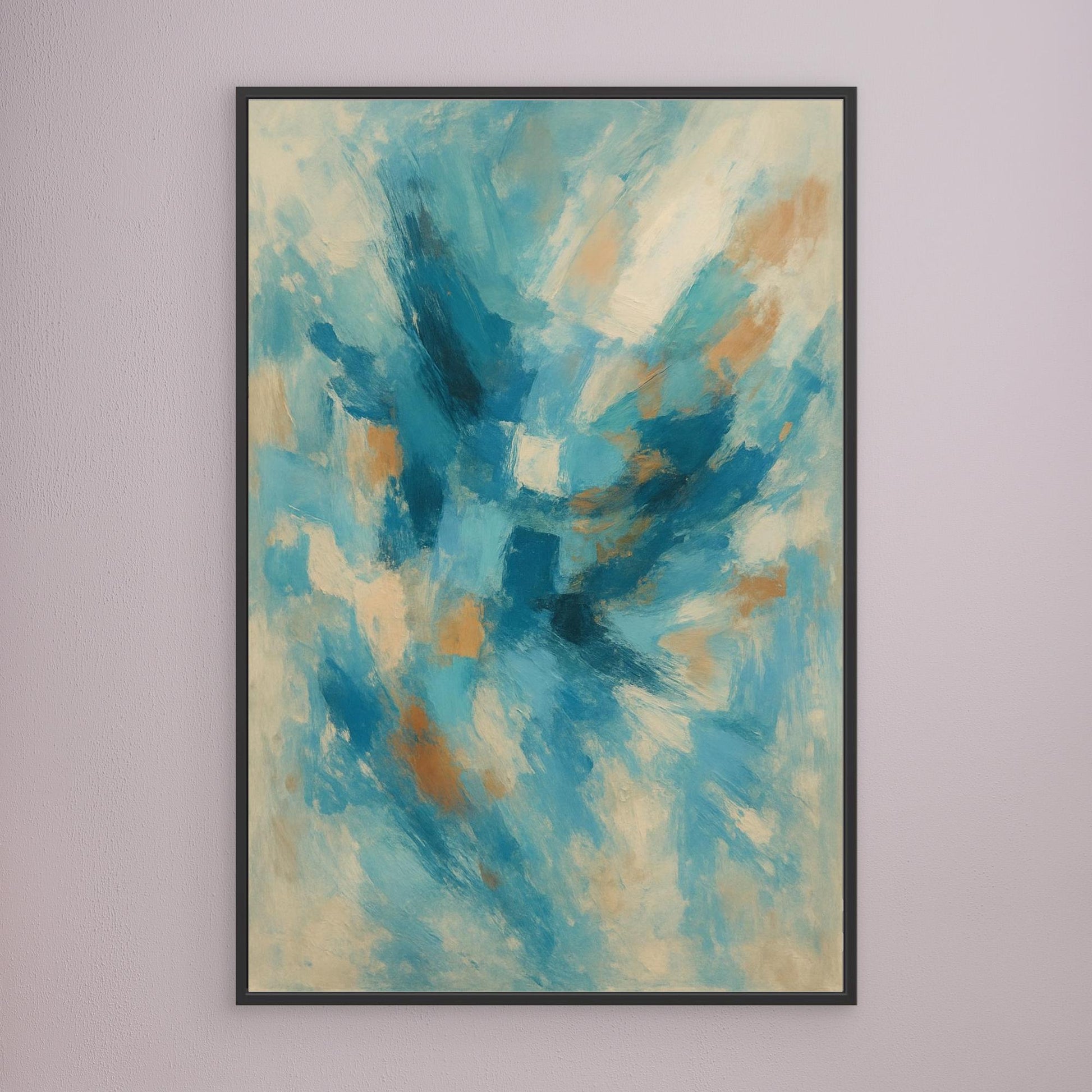 Blue Whisper – Abstract Canvas Wall Art in Oceanic Hues | Modern Splash of Color for Interior Decor