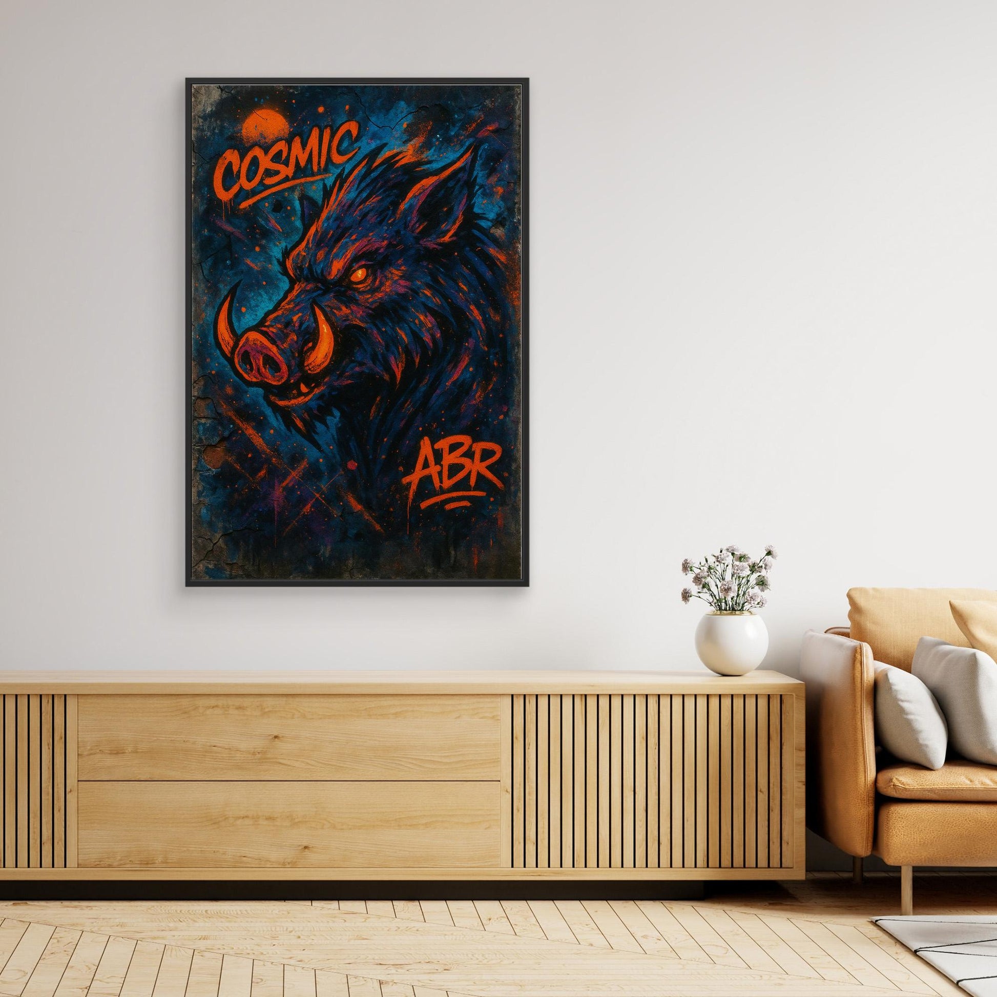 Cosmic Boar Graffiti Canvas Wall Art