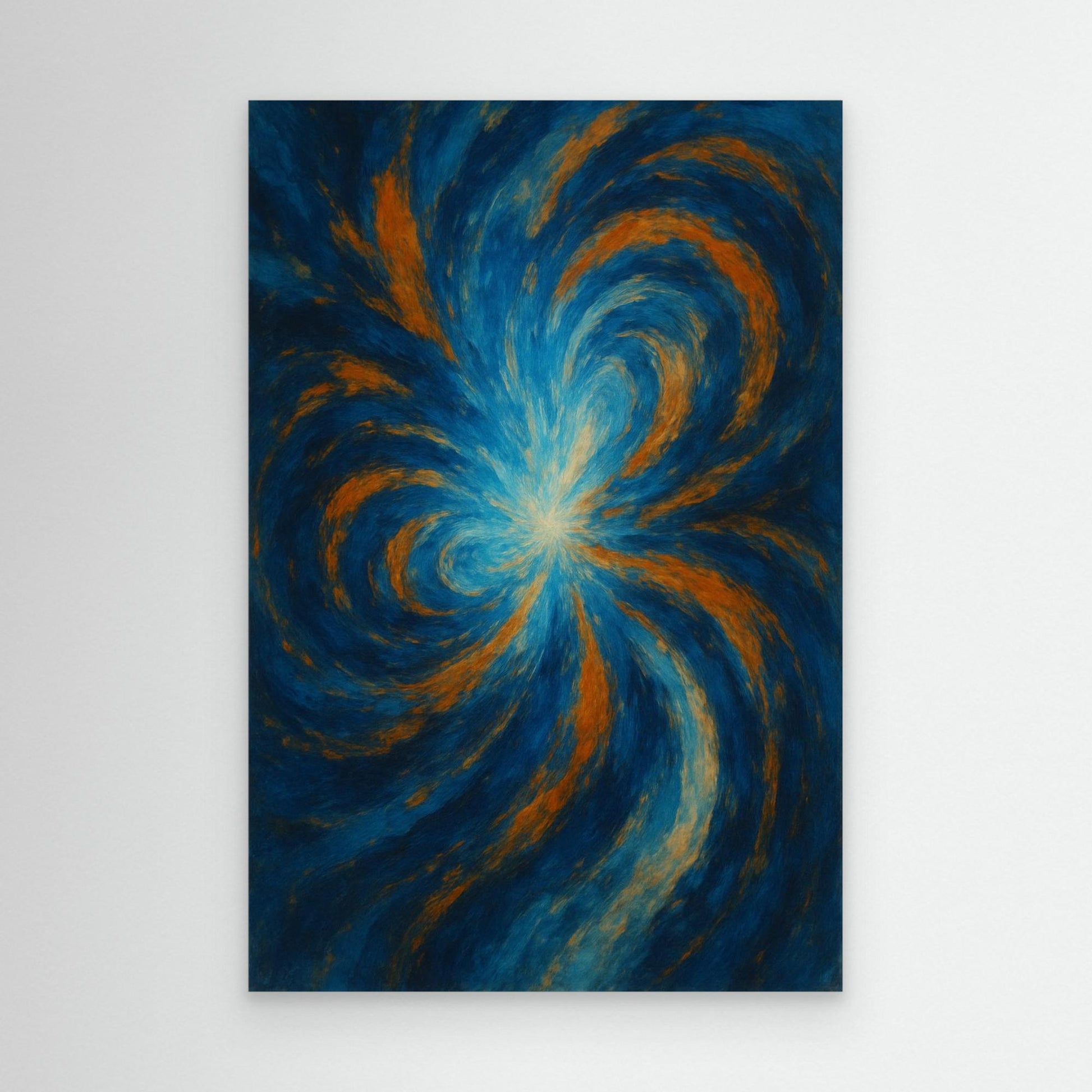 Blue and Orange Abstract Canvas Wall Art – Swirling Energy Print