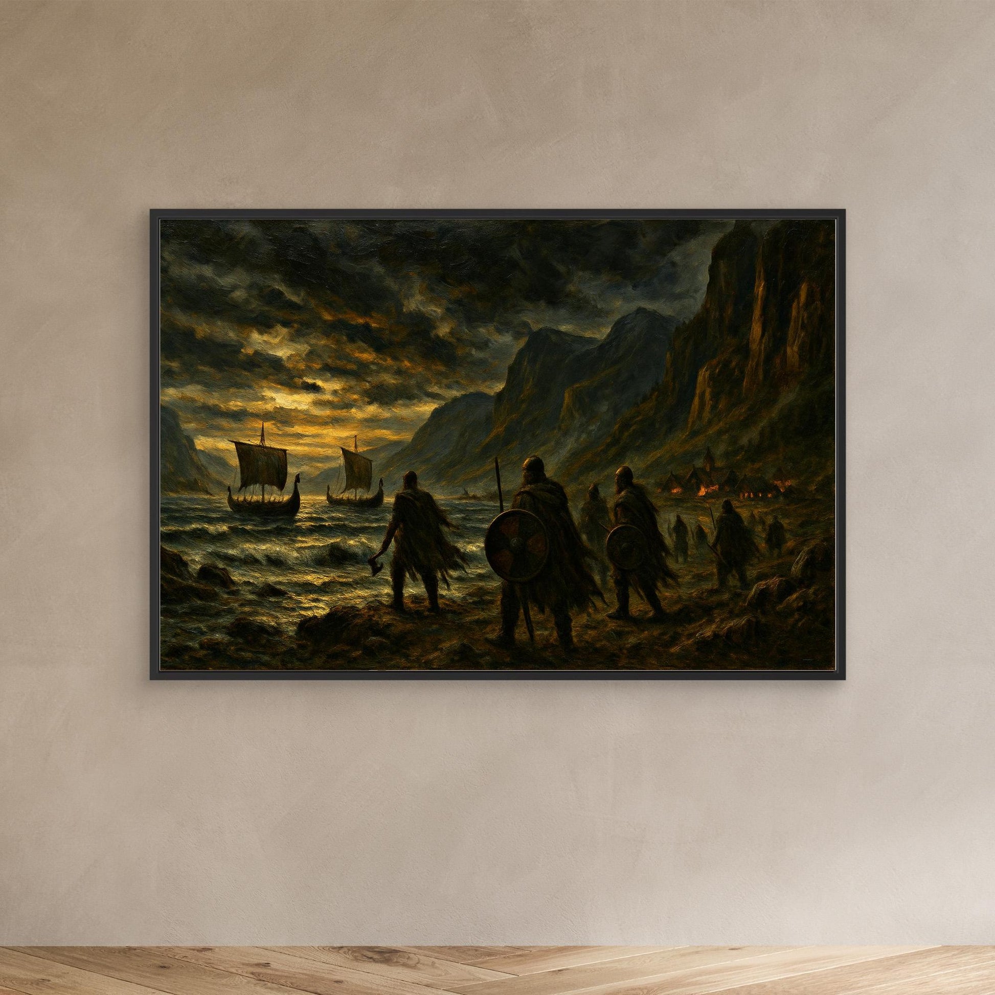 Viking Warships at Sunset – Canvas Wall Art