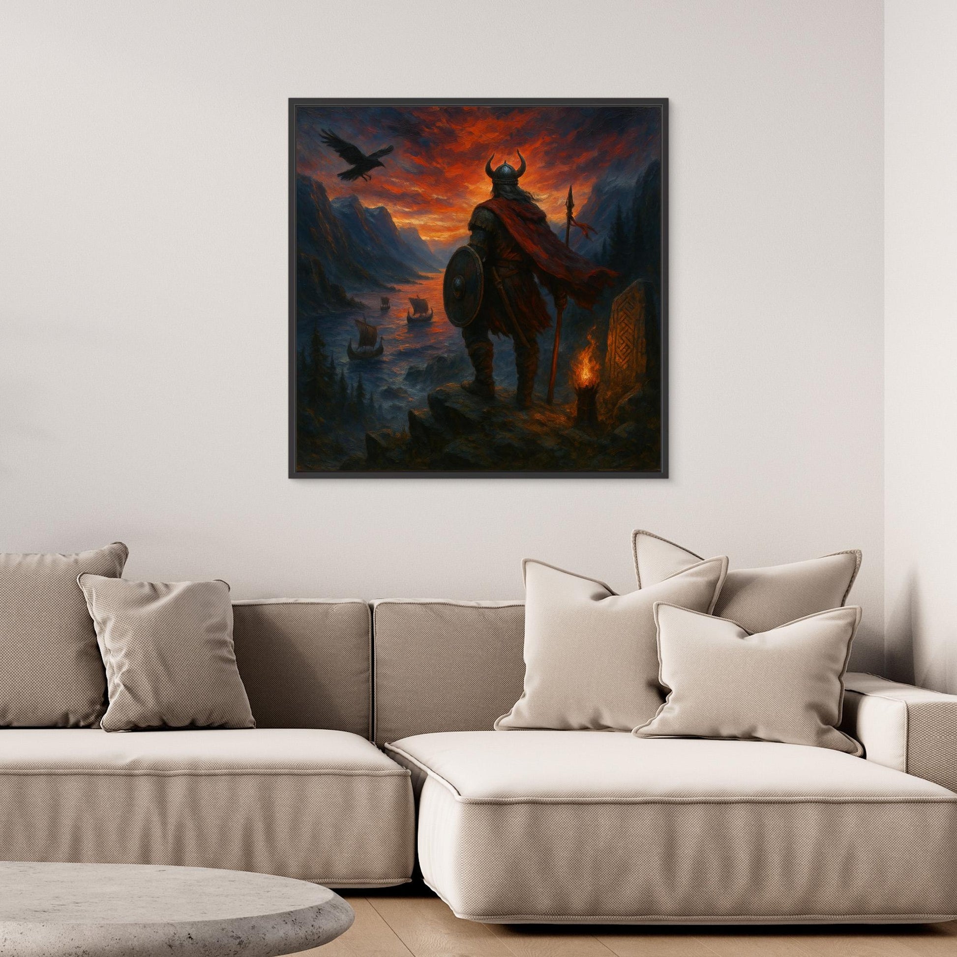 Viking Warrior at Sunset Canvas Print