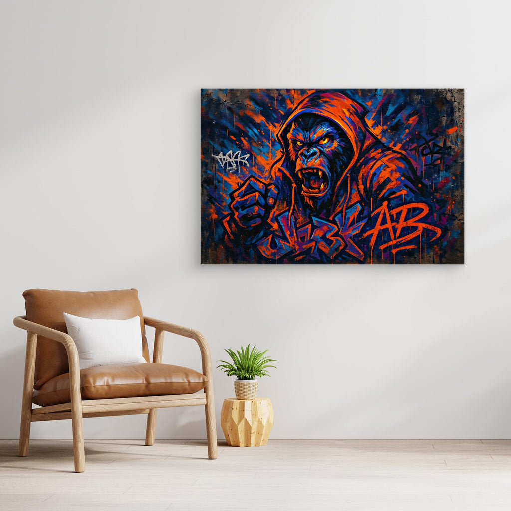 Angry Gorilla Graffiti Canvas Wall Art