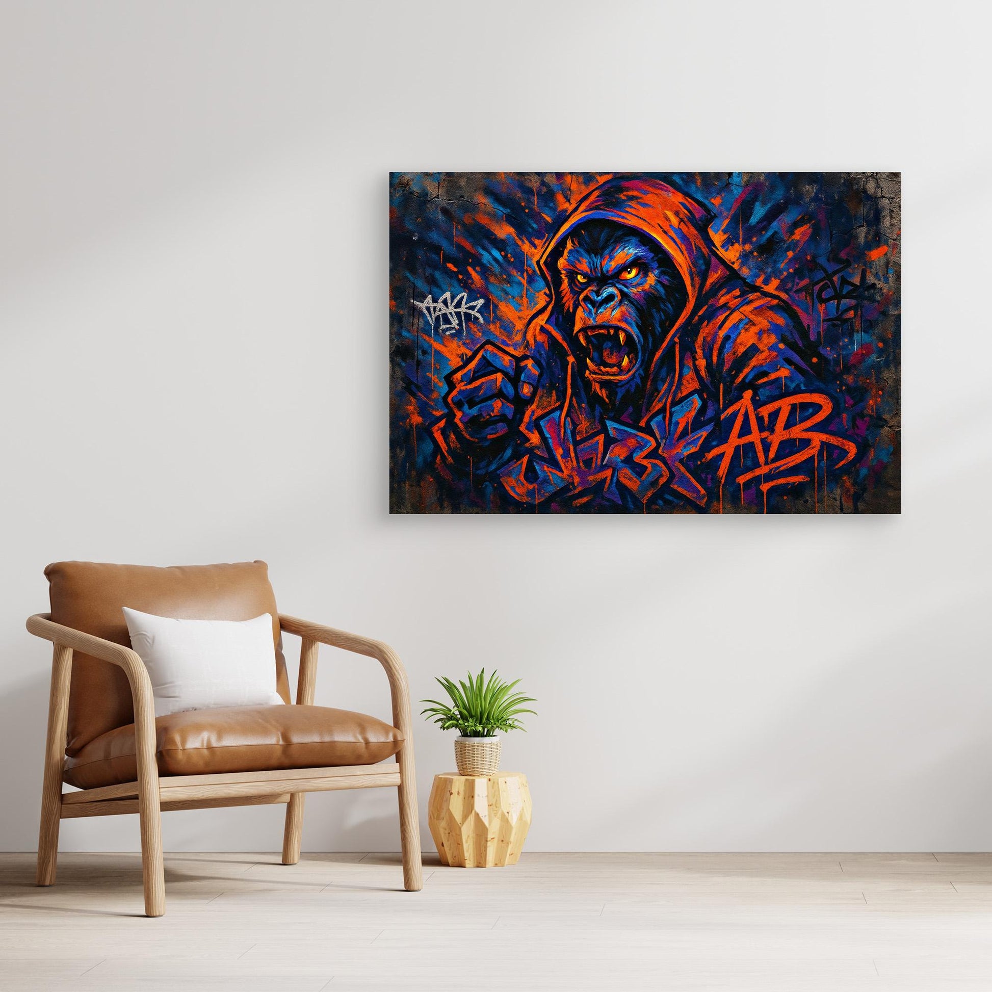 Angry Gorilla Graffiti Canvas Wall Art