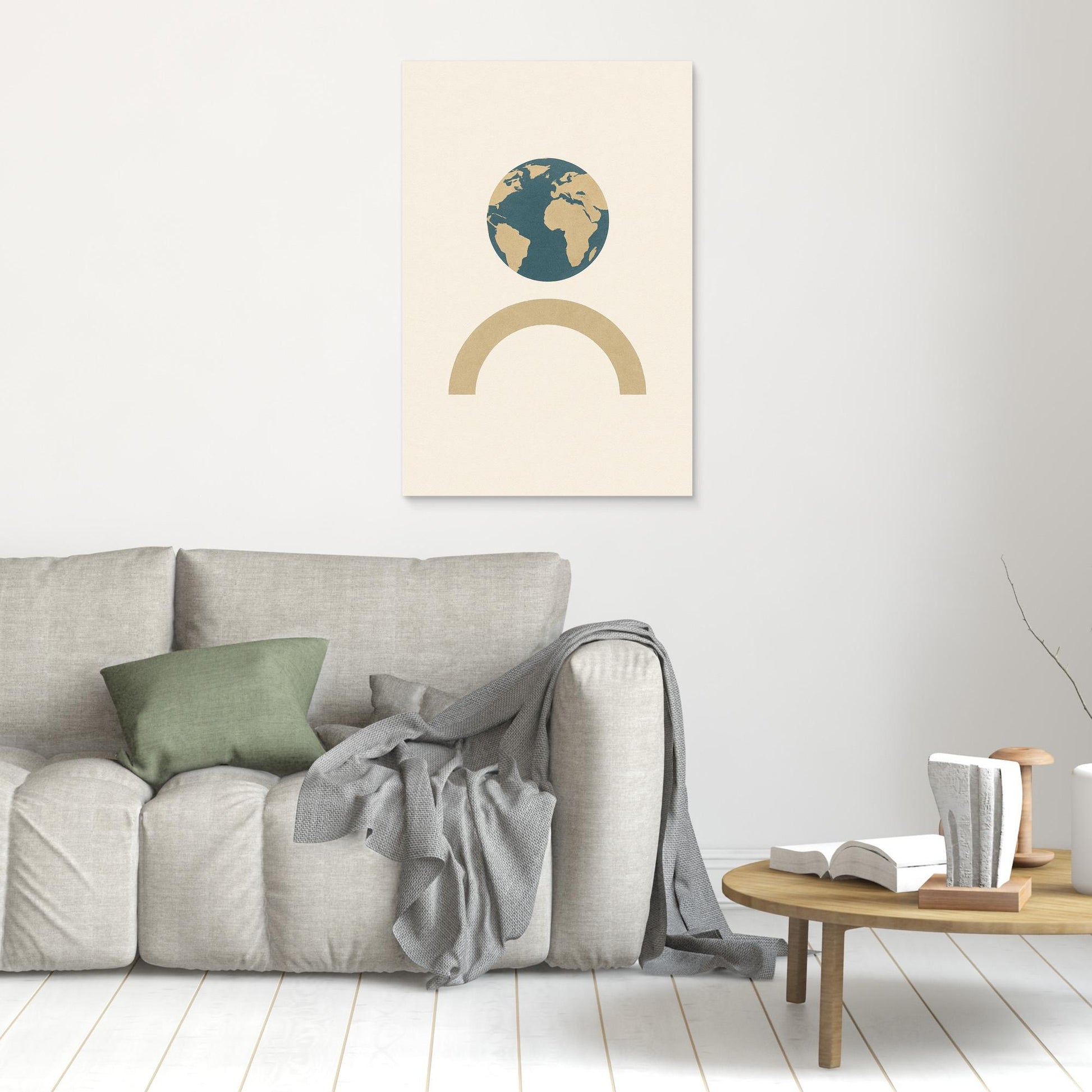Balance of Earth – Minimalist Planet & Arch Canvas Wall Art