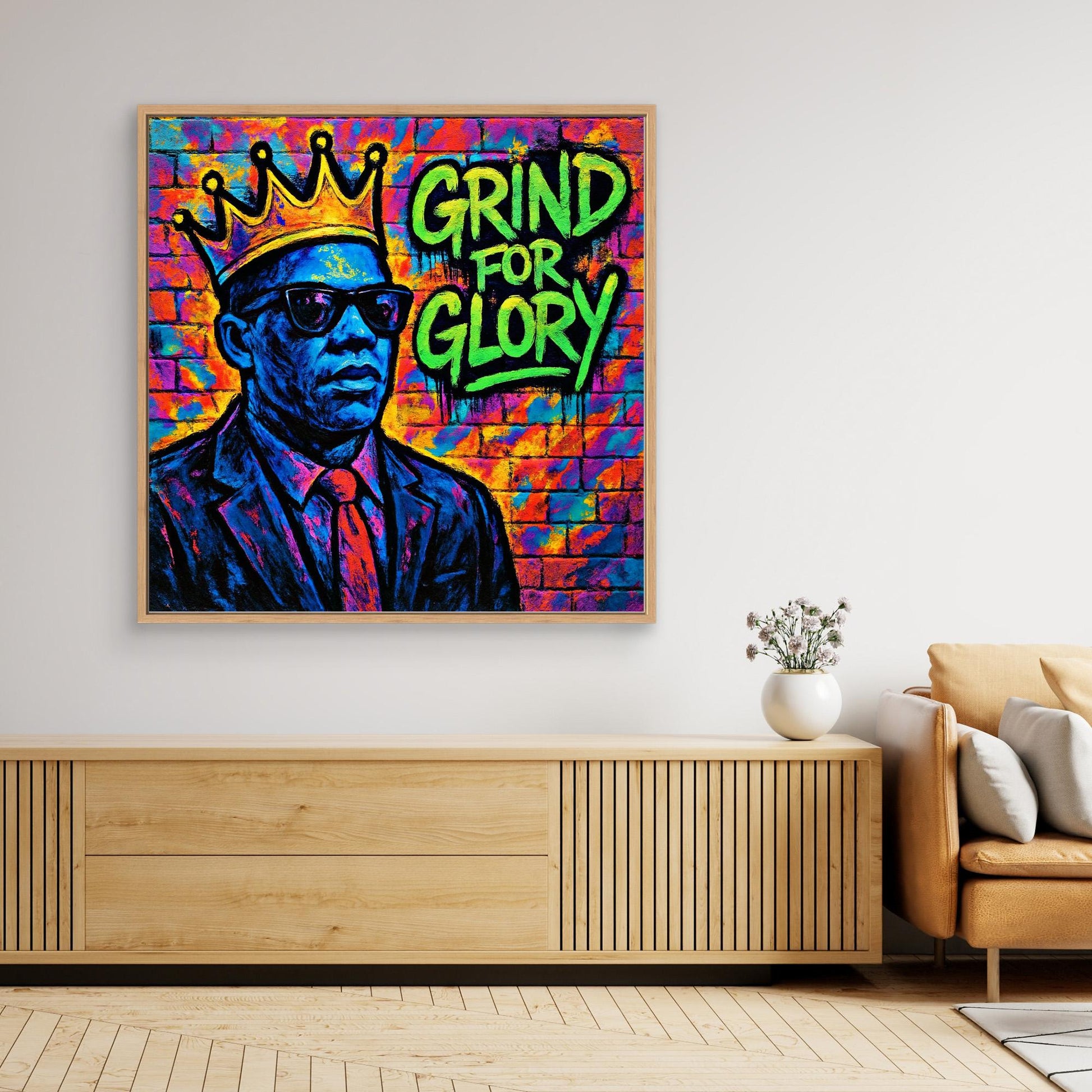 Grind for Glory – Vibrant Urban Street Art Canvas Print | Motivational Graffiti Wall Art