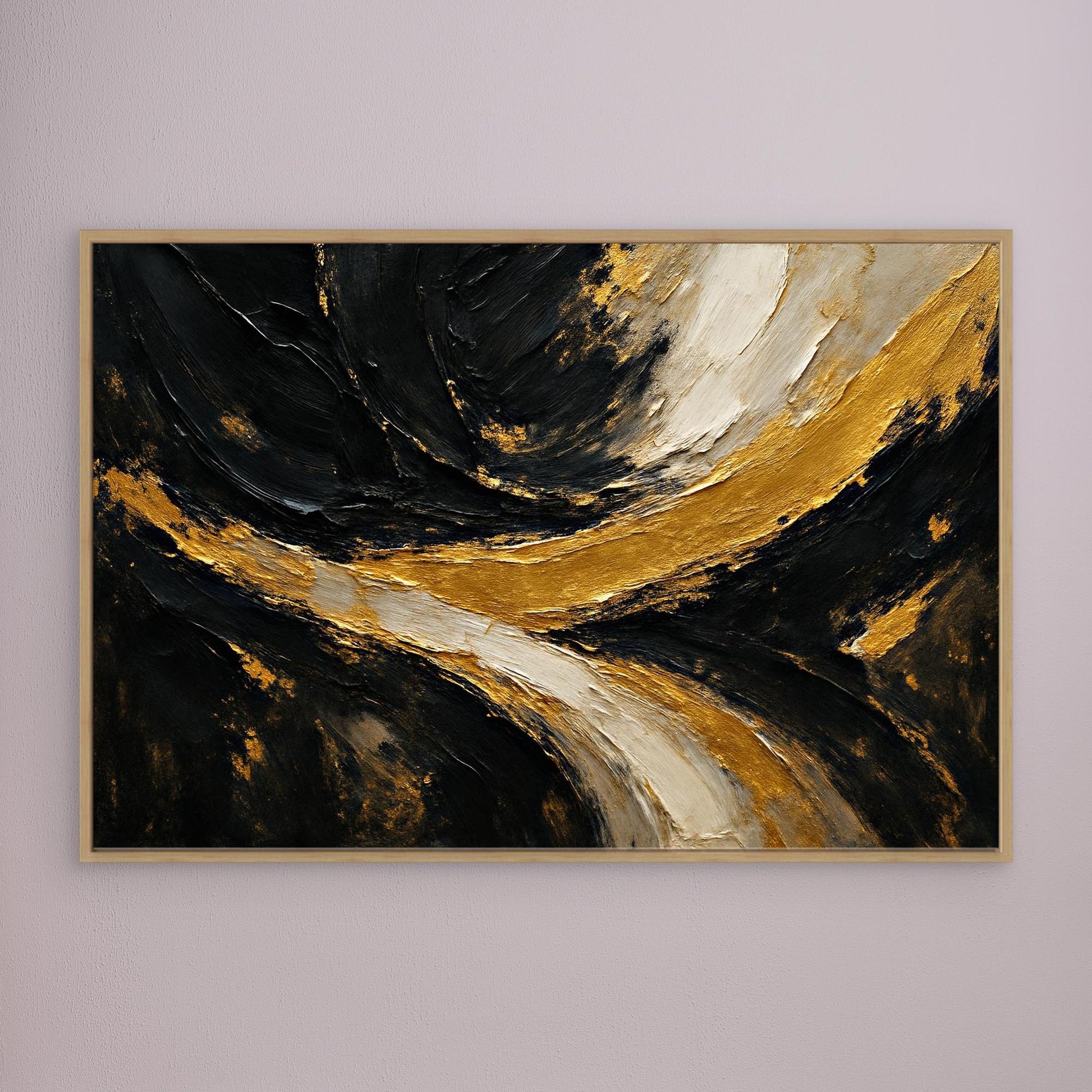 Gold and Black Abstract Canvas Wall Art – Luxury Textured Painting