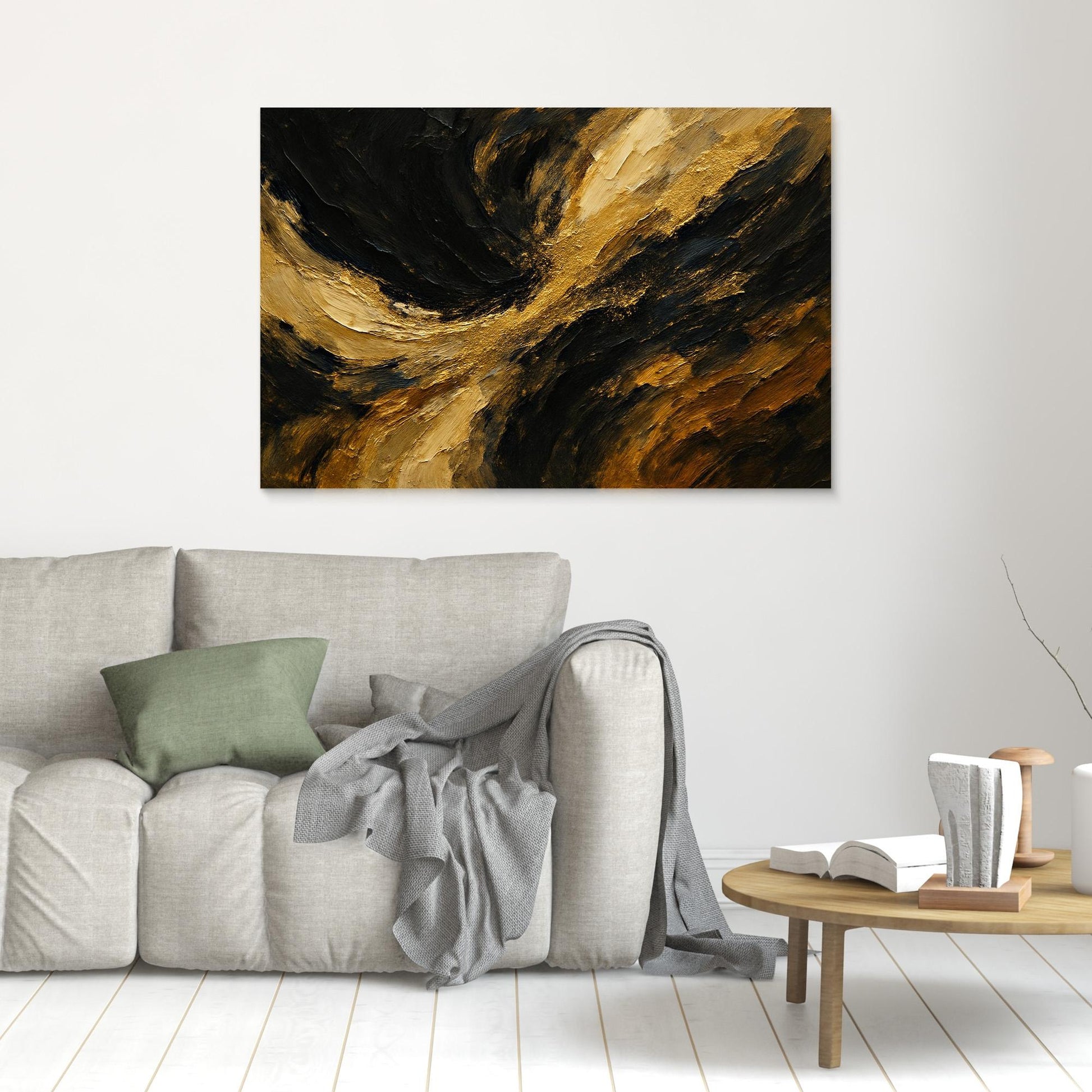 Gold and Black Abstract Canvas Wall Art