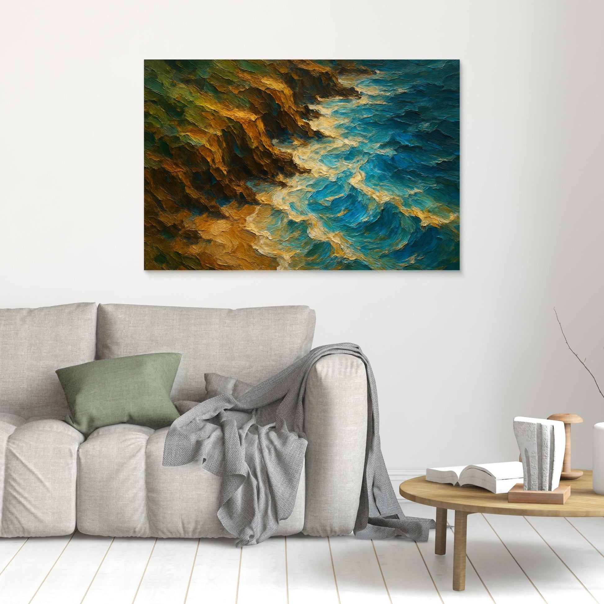 Ocean Cliff Canvas Wall Art – Abstract Coastal Print