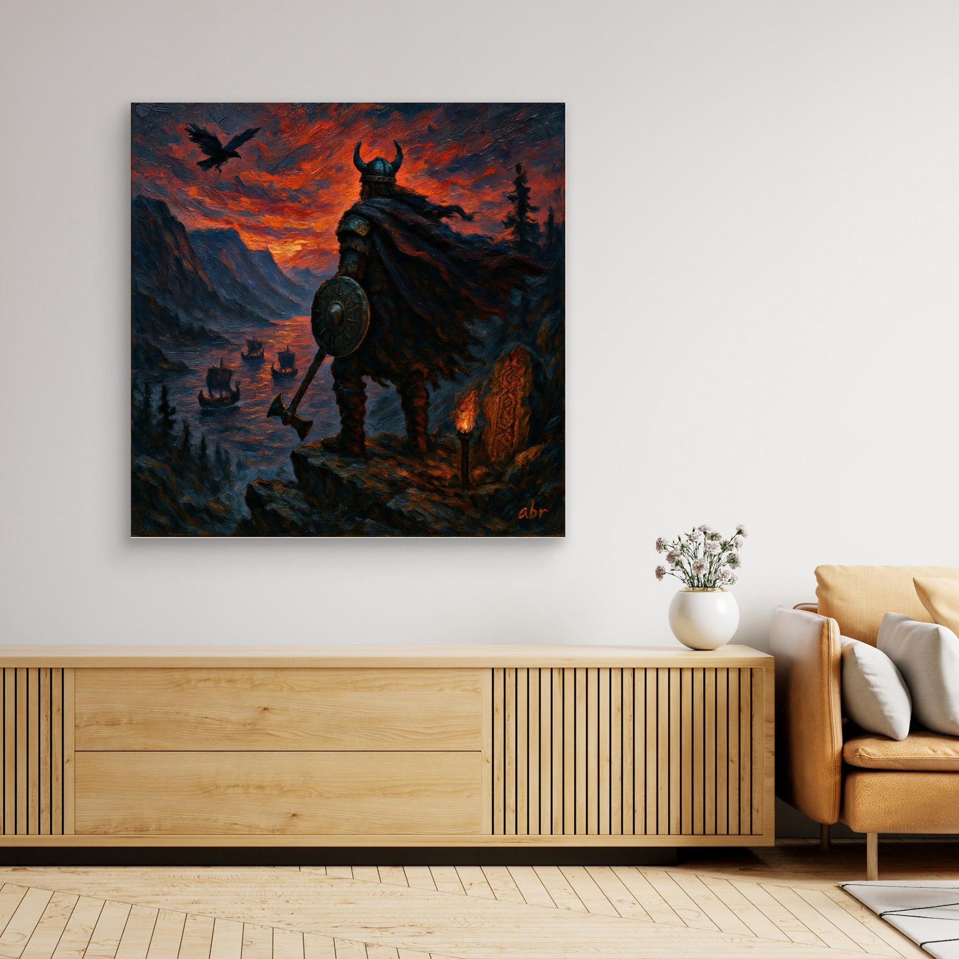Viking Warrior at Sunset – Canvas Wall Art