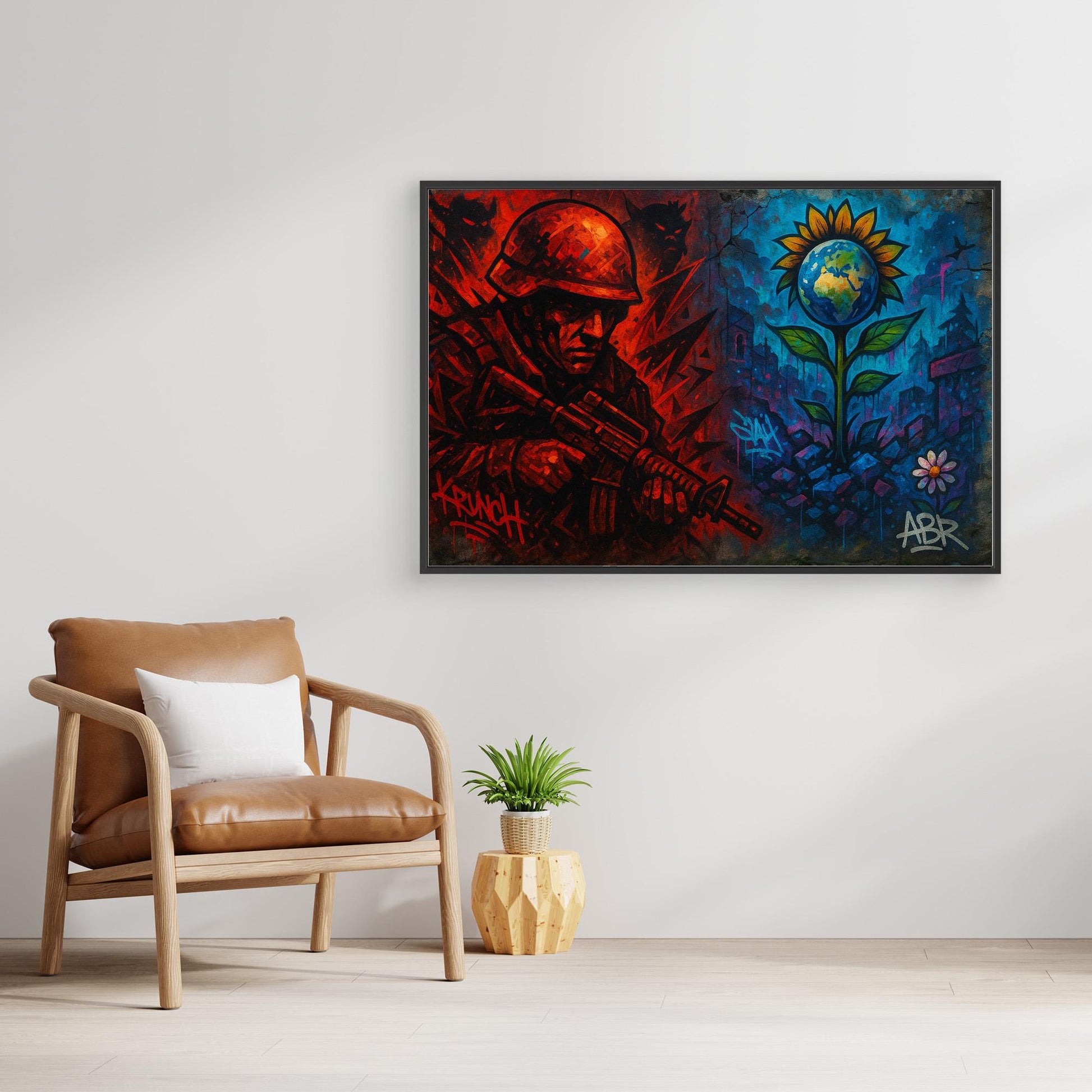 War and Peace Graffiti Canvas Wall Art