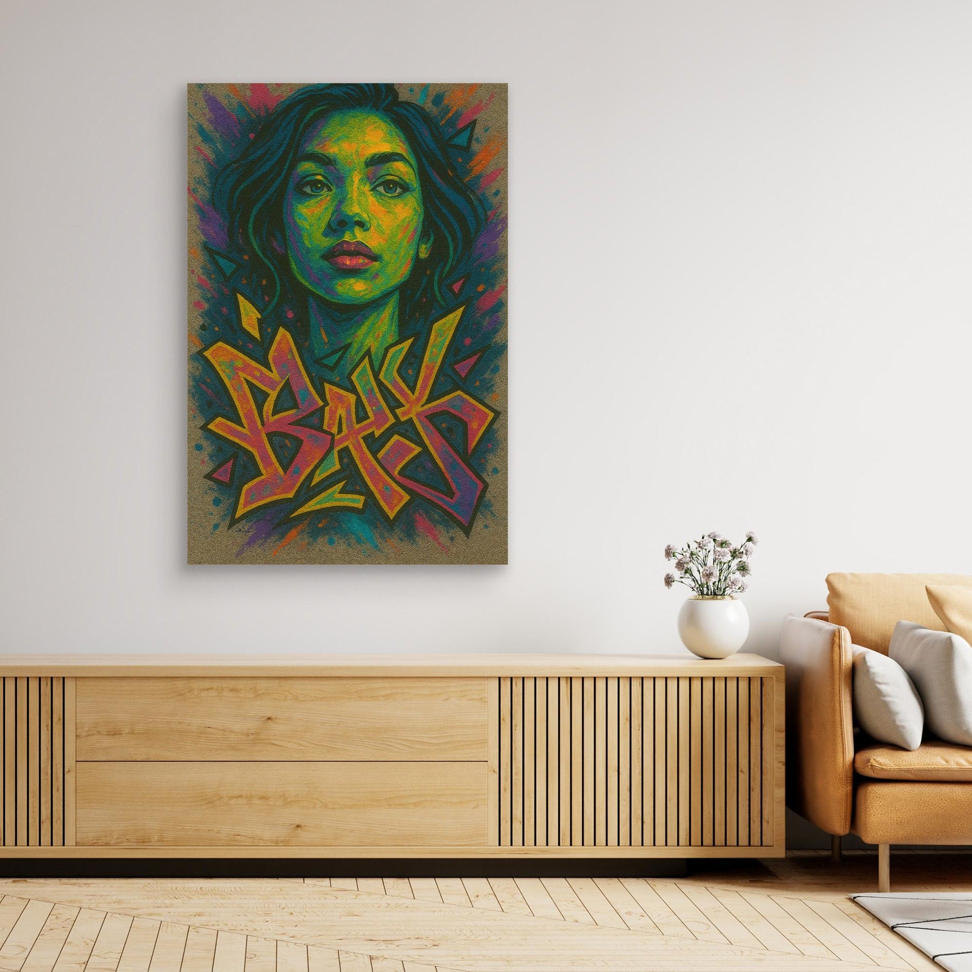 Colorful Graffiti Woman Canvas Wall Art – Bold Urban Street Style