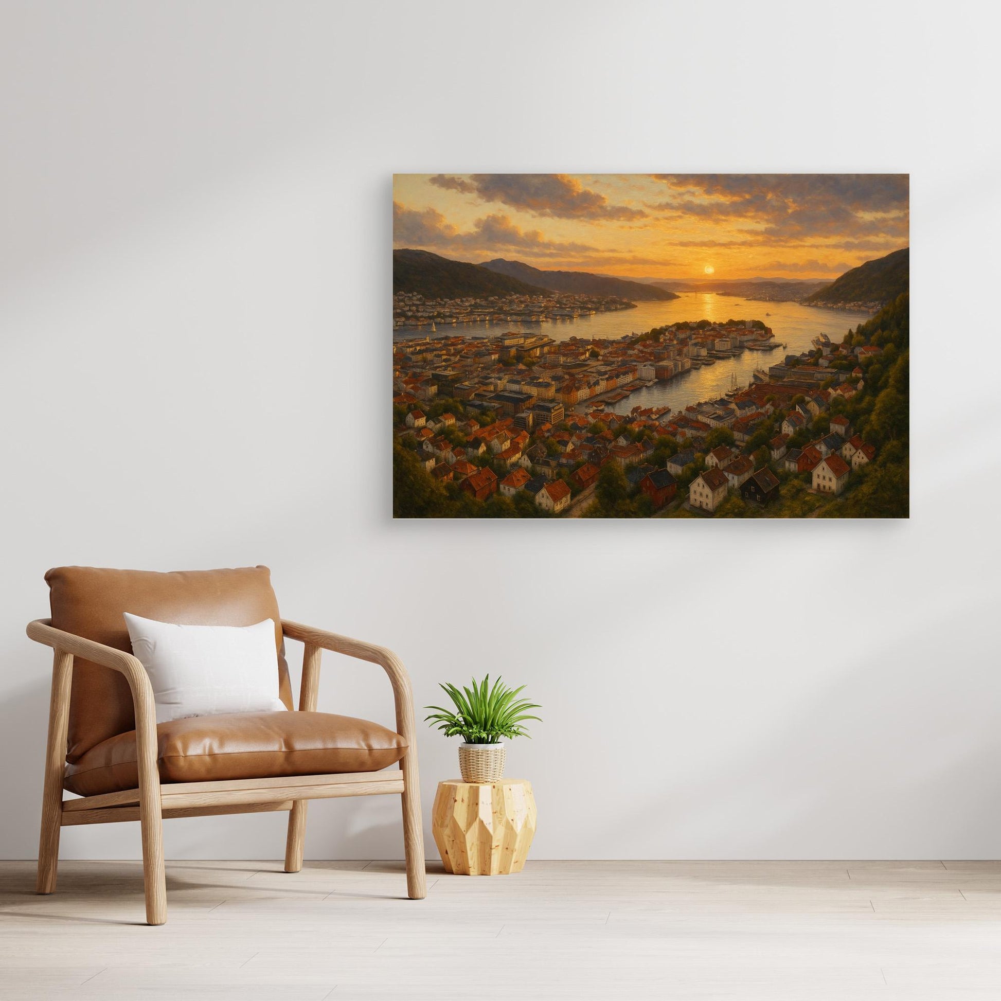 Bergen Fjord Sunset Canvas Wall Art