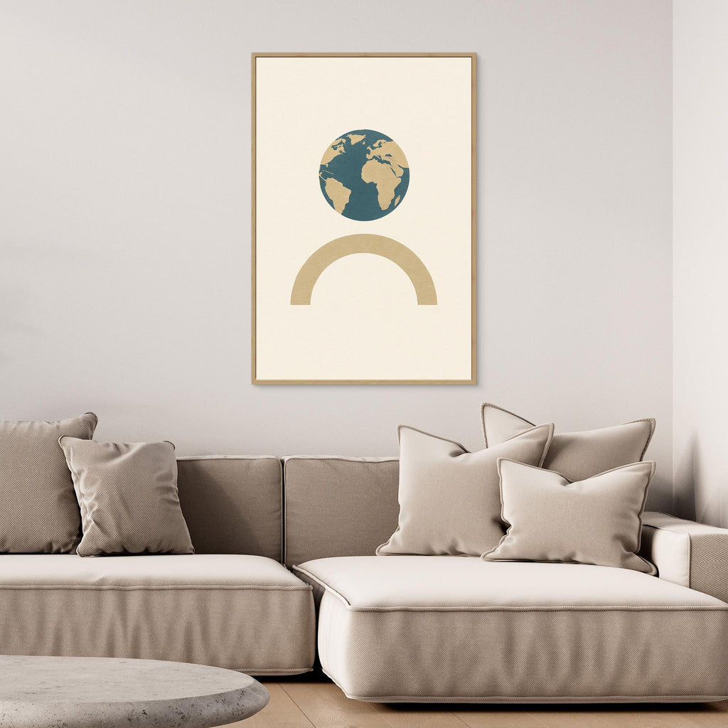Balance of Earth – Minimalist Planet & Arch Canvas Wall Art