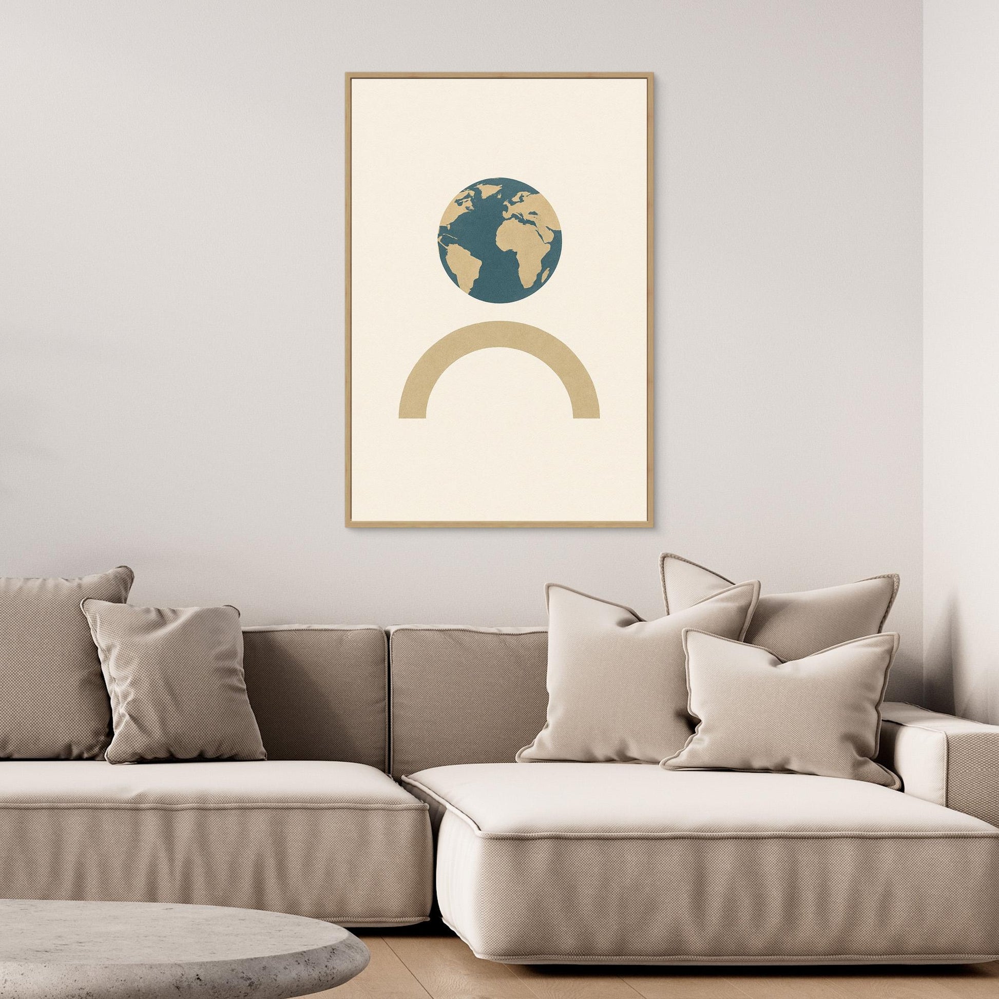 Balance of Earth – Minimalist Planet & Arch Canvas Wall Art