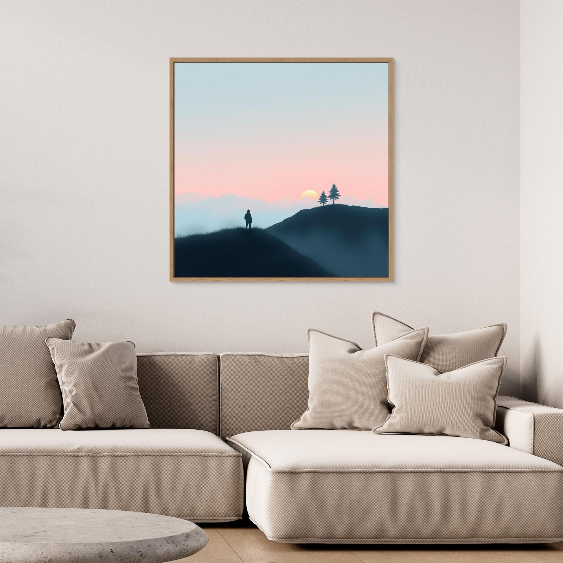 Solitude at Sunset – Minimalist Landscape Canvas Wall Art